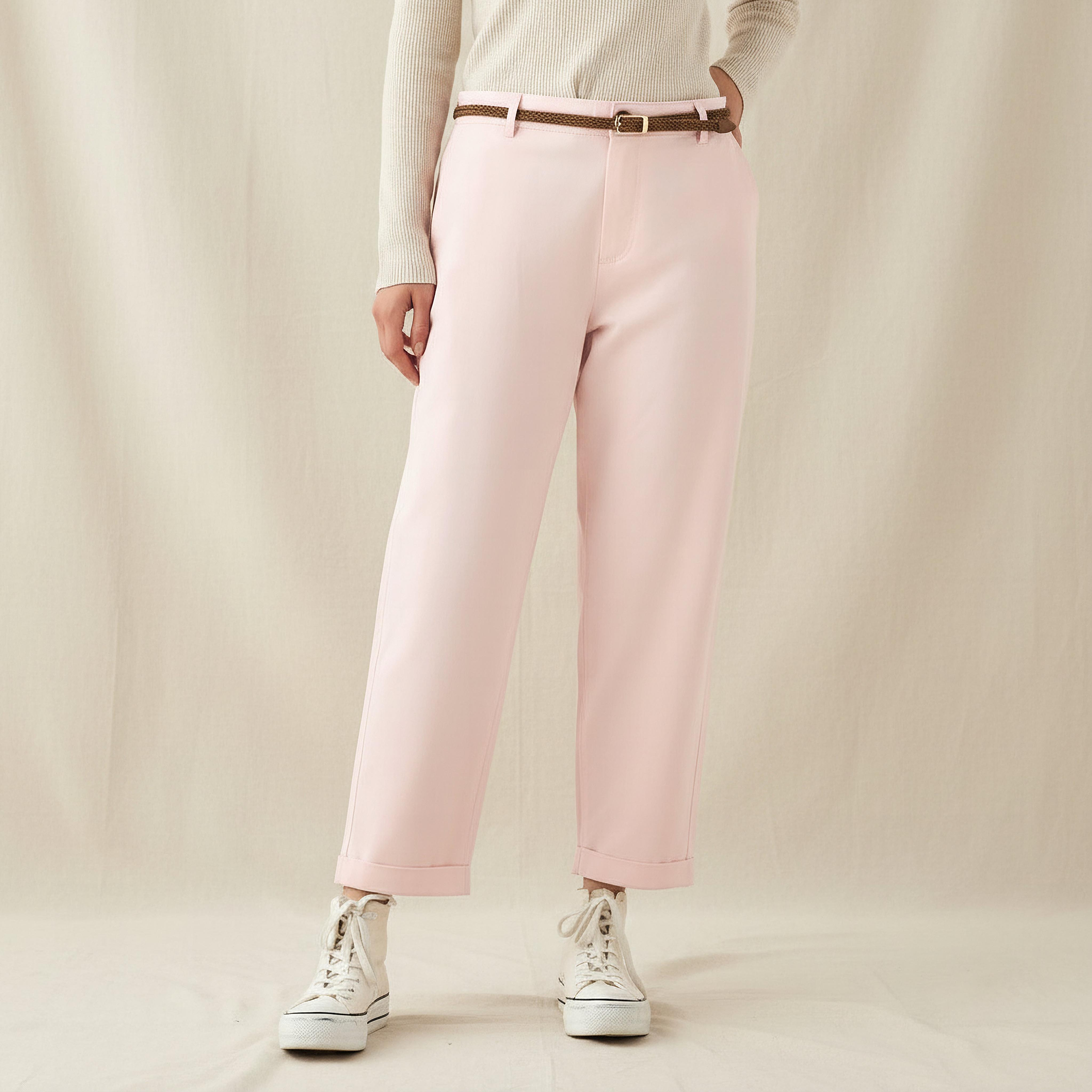 Relaxed Fit High Waist Chino Pants-women-clothing-bottoms-trousers-image-1