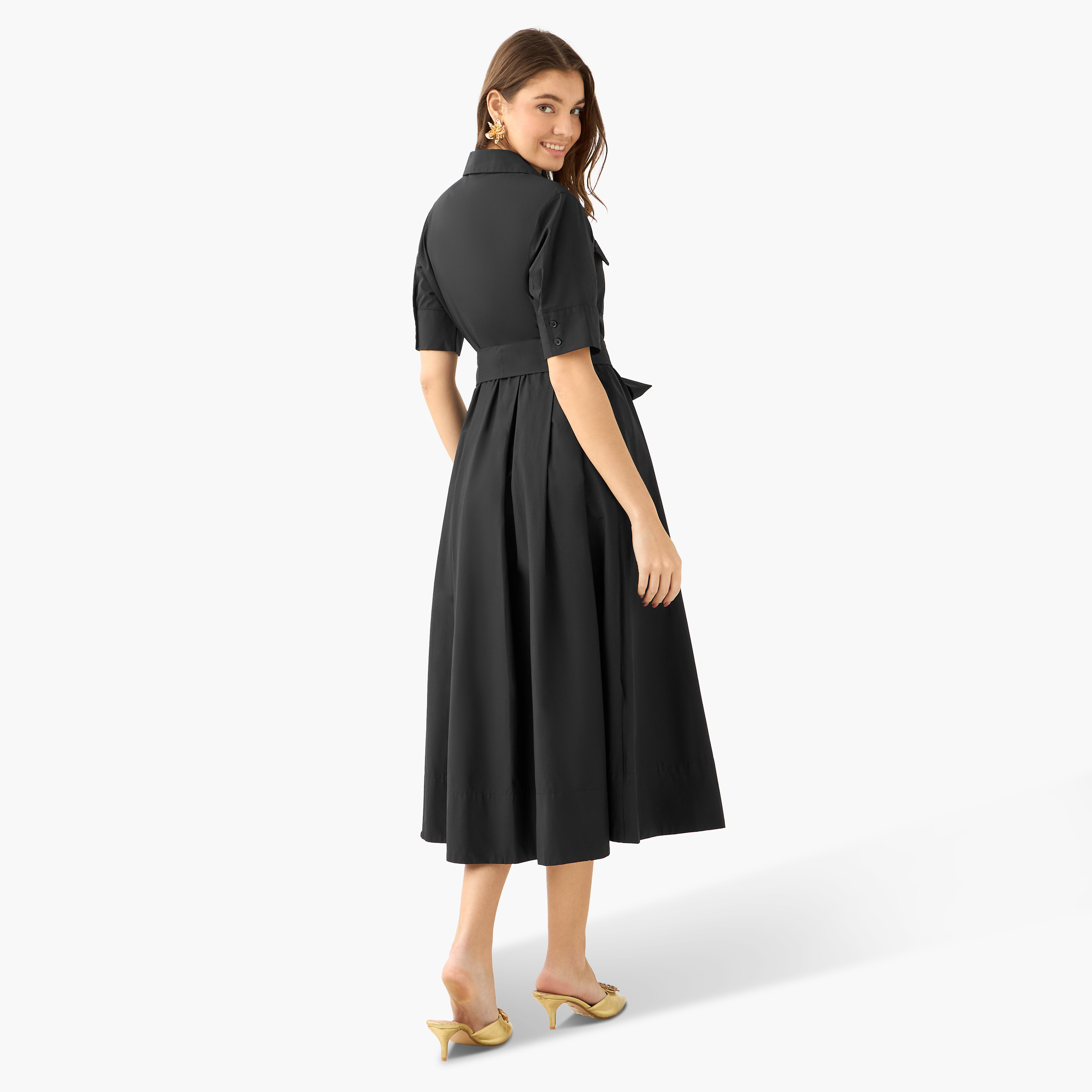 Shirt Midi Dress with Tie-Up Belt-women-clothing-dresses-image-4