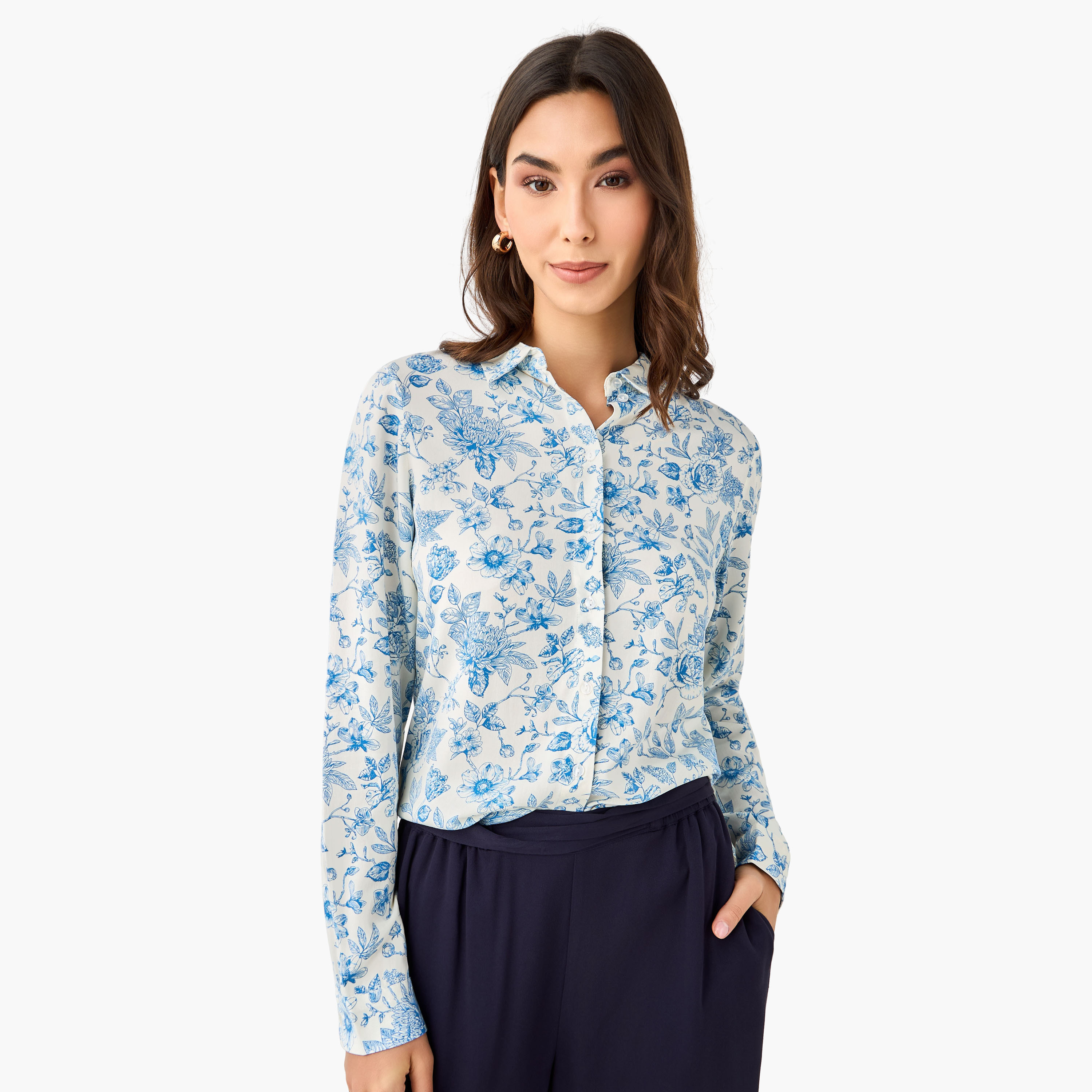 Viscose Shirt with Floral Print-women-clothing-shirtsandblouses-shirts-image-1