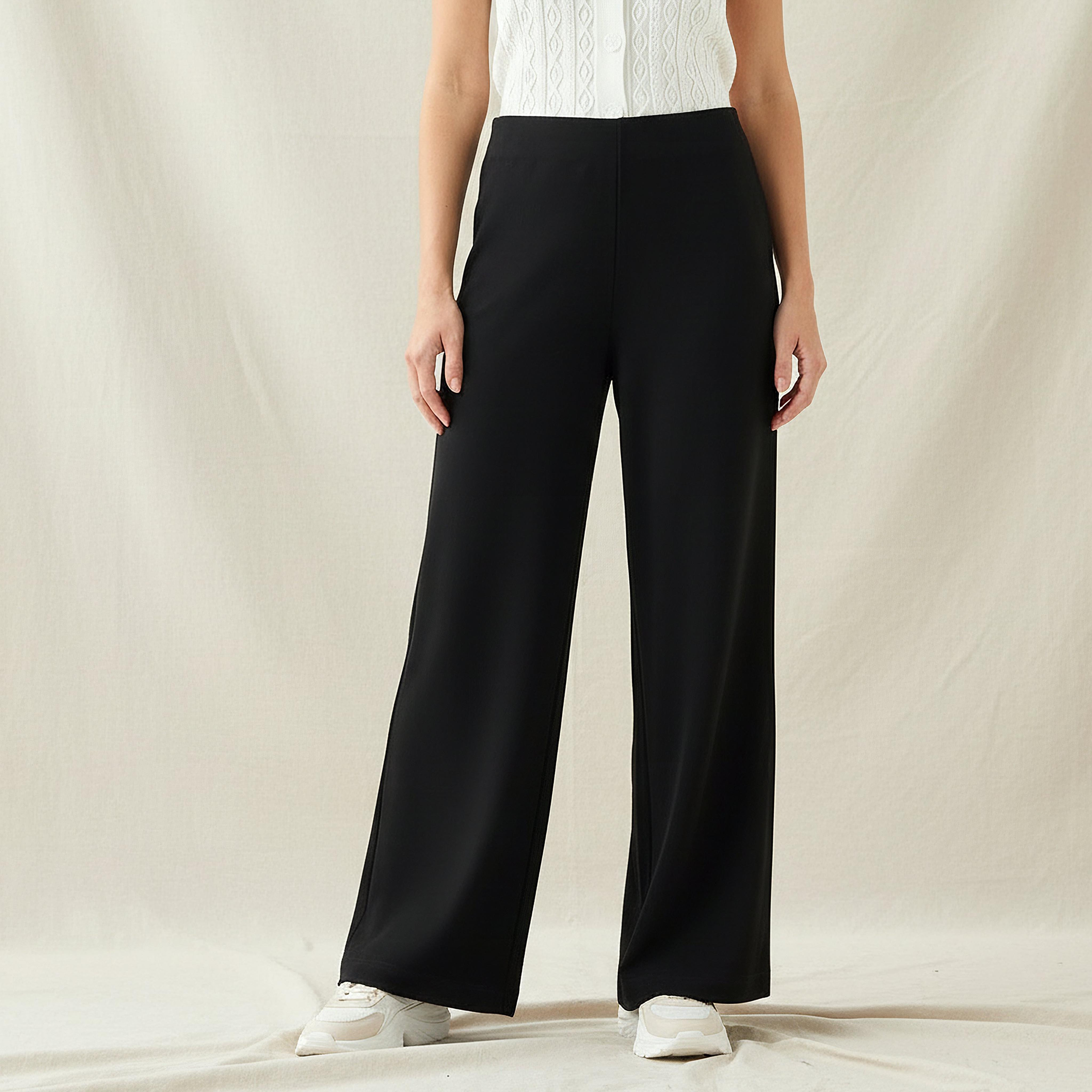 Flexi Waist Modal Blend Wide Leg Pants-women-clothing-bottoms-trousers-image-1
