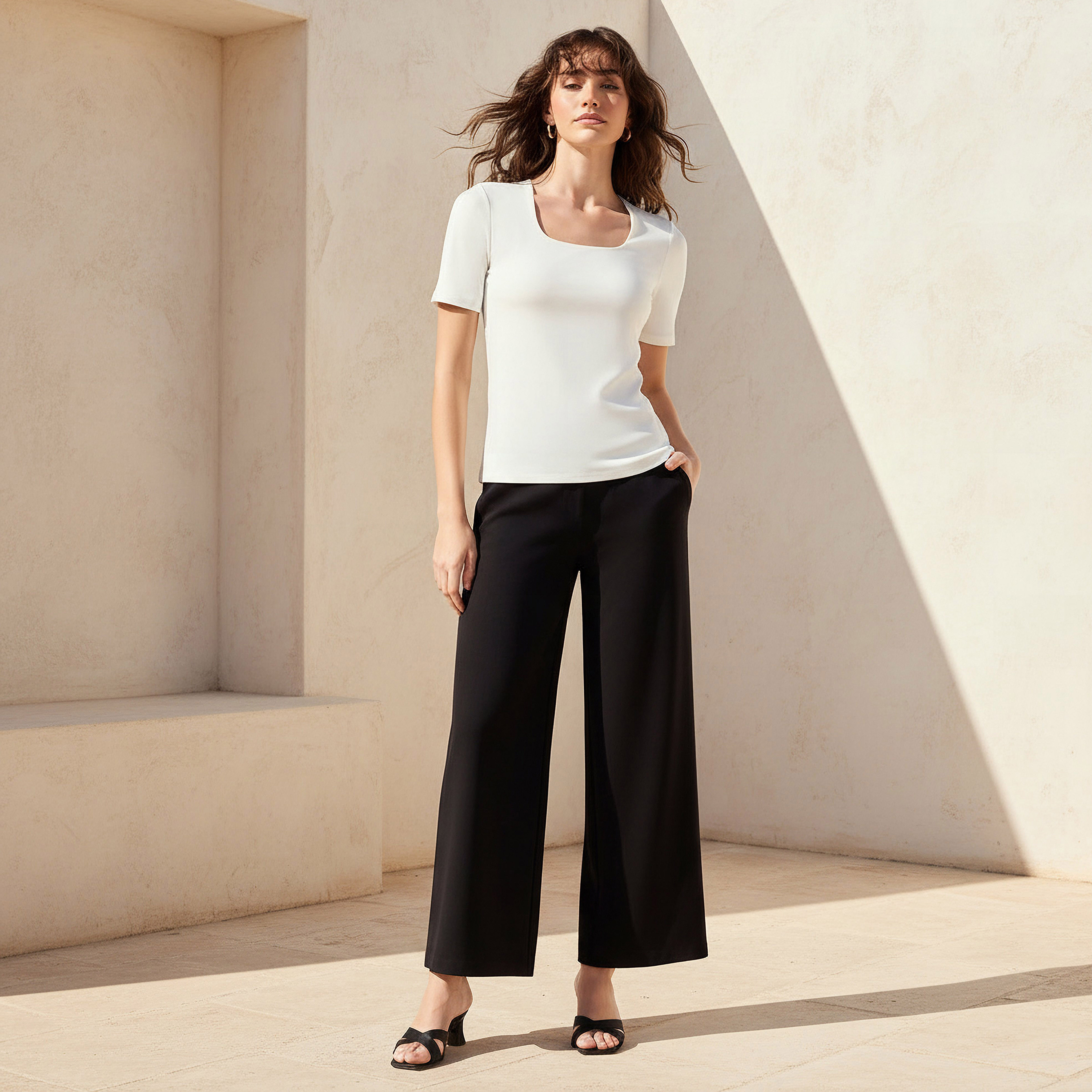 Microfibre T-shirt with Square Neck-women-clothing-tshirts-image-2