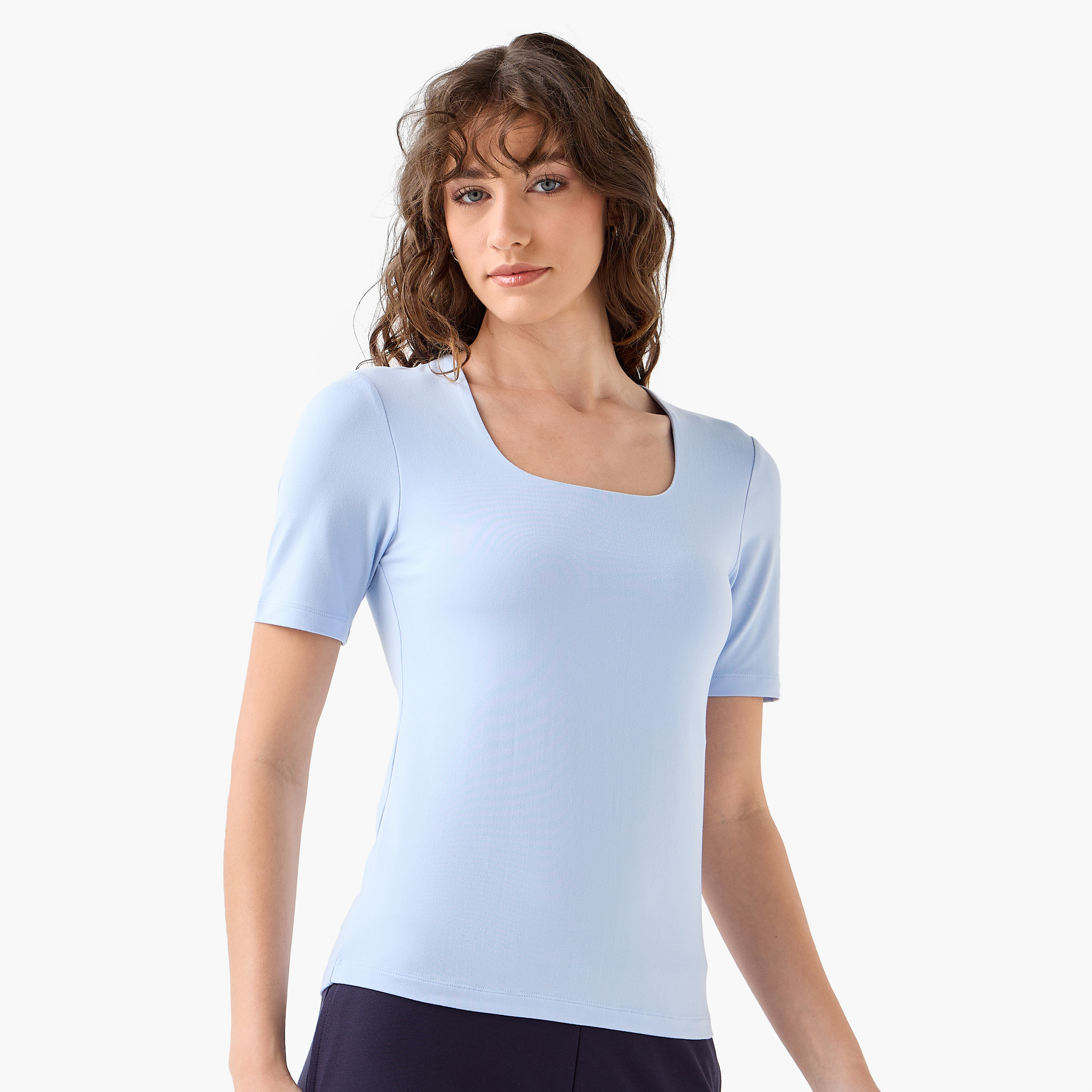 تيشيرت مايكروفايبر برقبة مربعة-women-clothing-tshirts-image-2