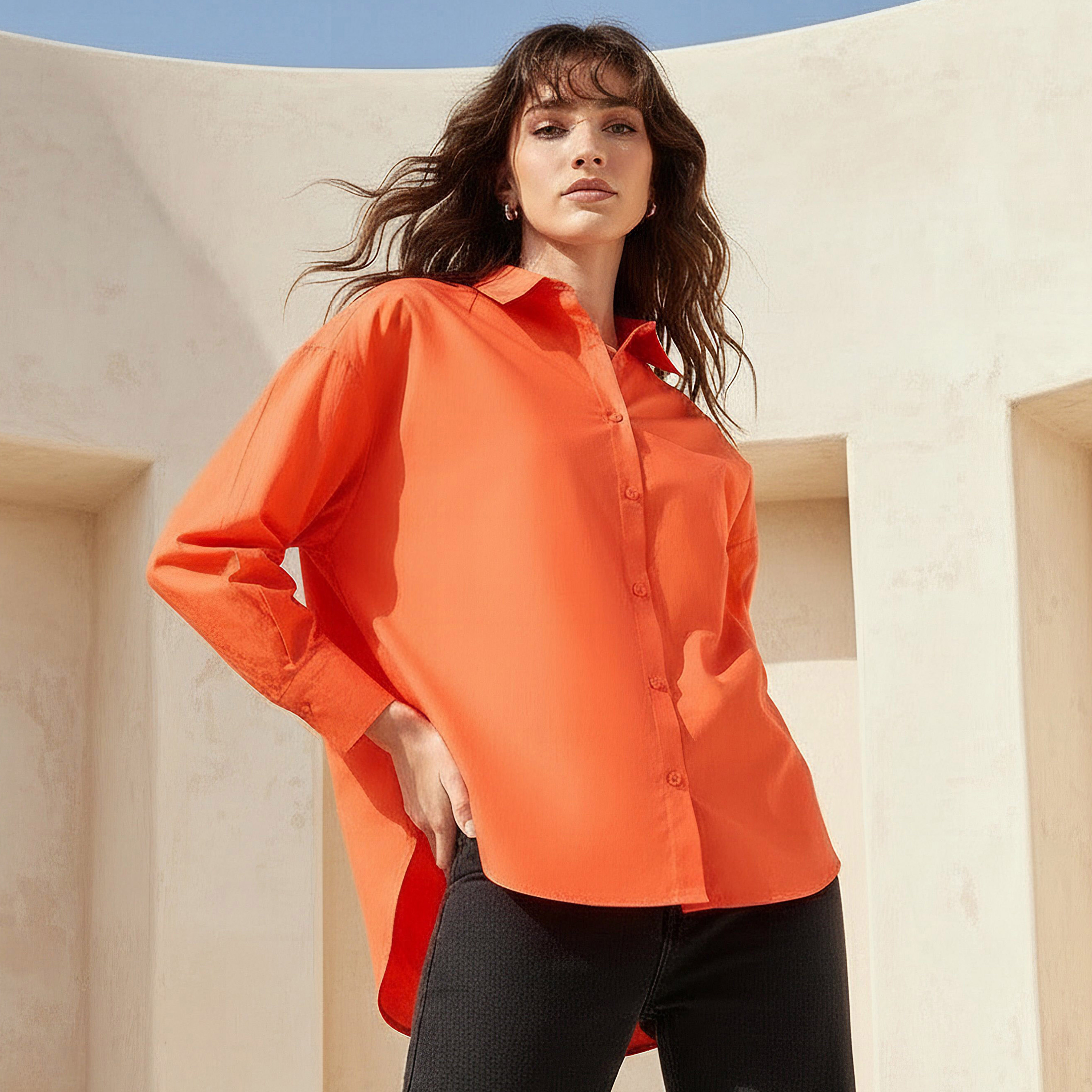 Poplin Cotton Shirt with Collar-women-clothing-shirtsandblouses-shirts-image-1