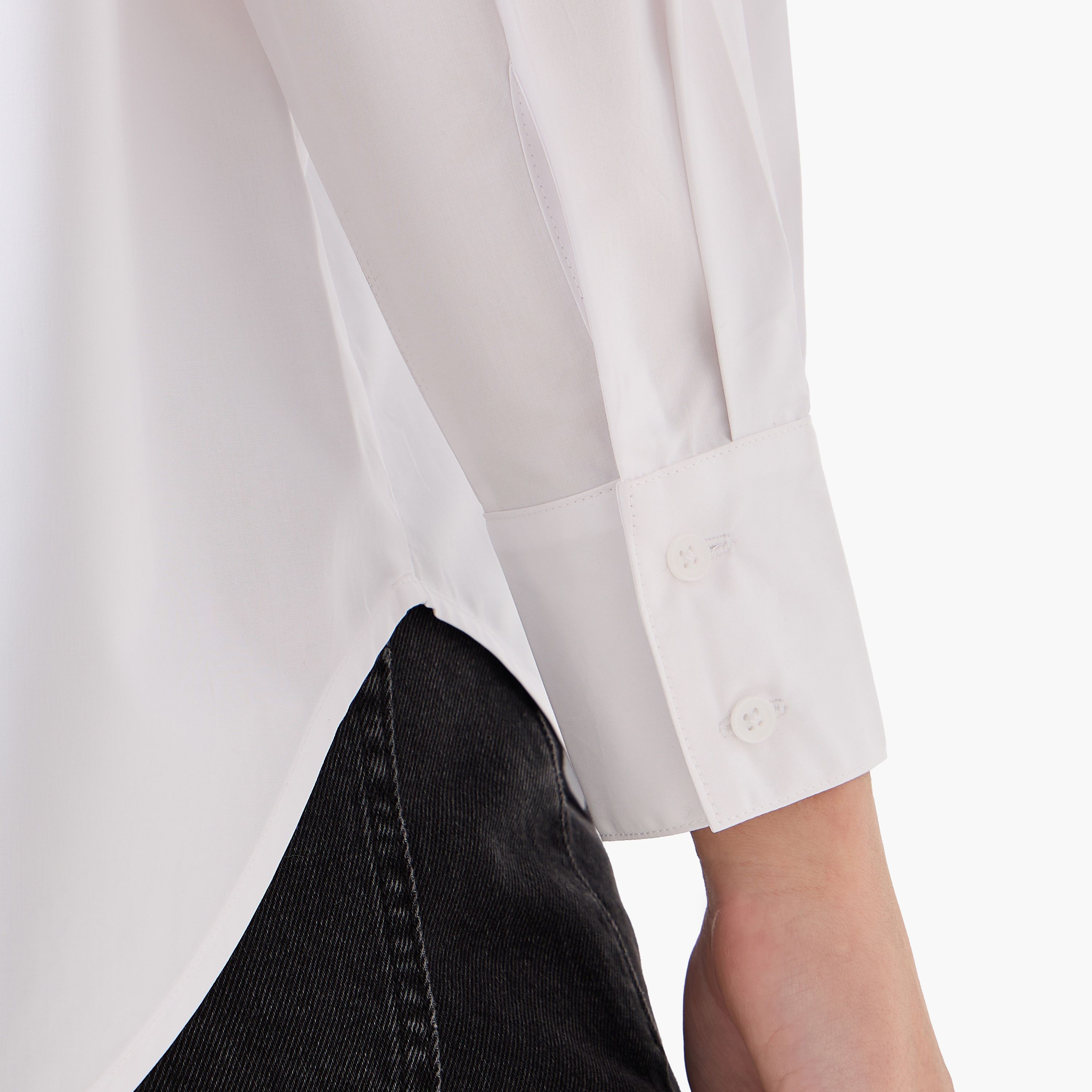 قميص قطن بوبلين بياقة عاديّة-women-clothing-shirtsandblouses-shirts-image-1