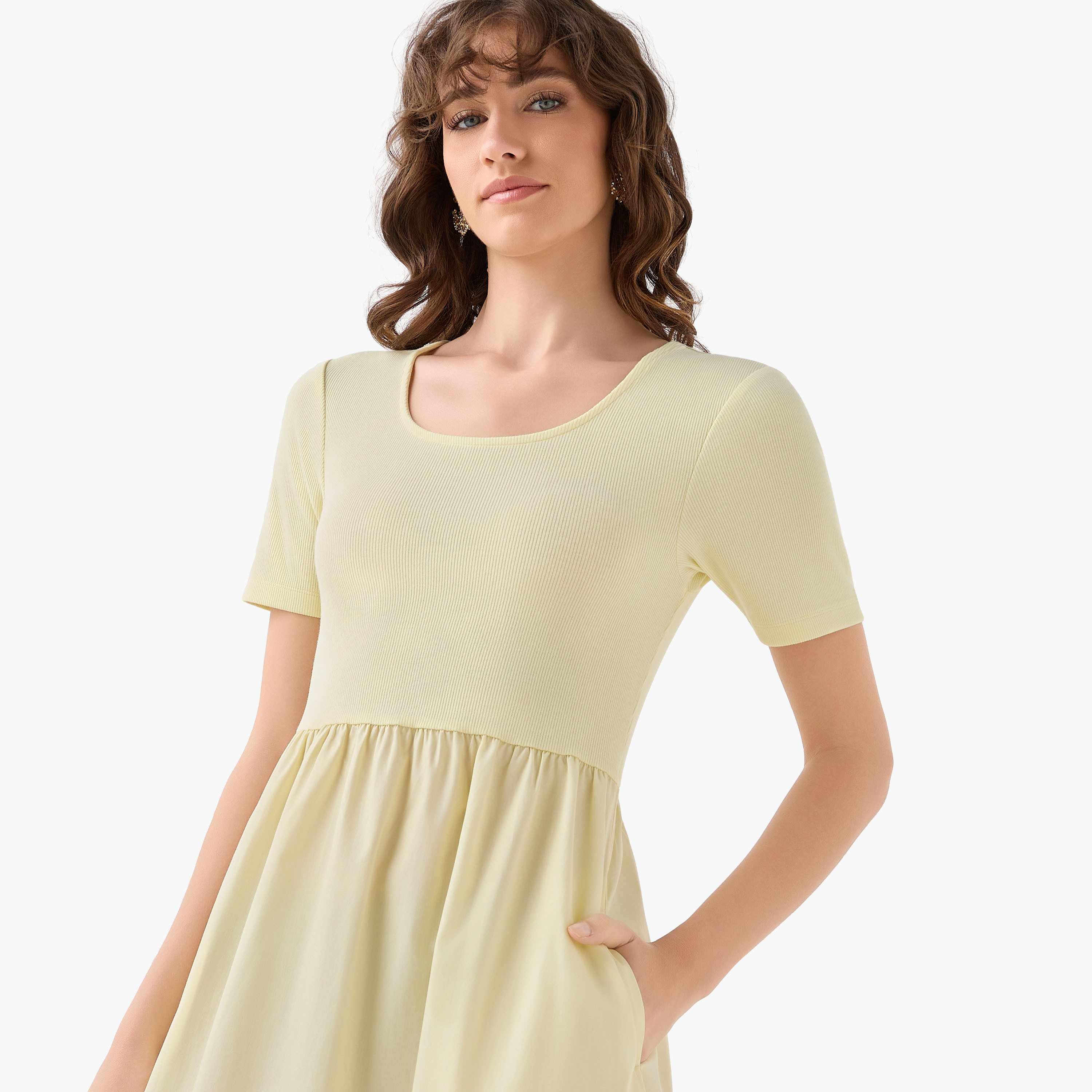 فستان ميدي بقصة إيه لاين بملمس مضلّع-women-clothing-dresses-image-6