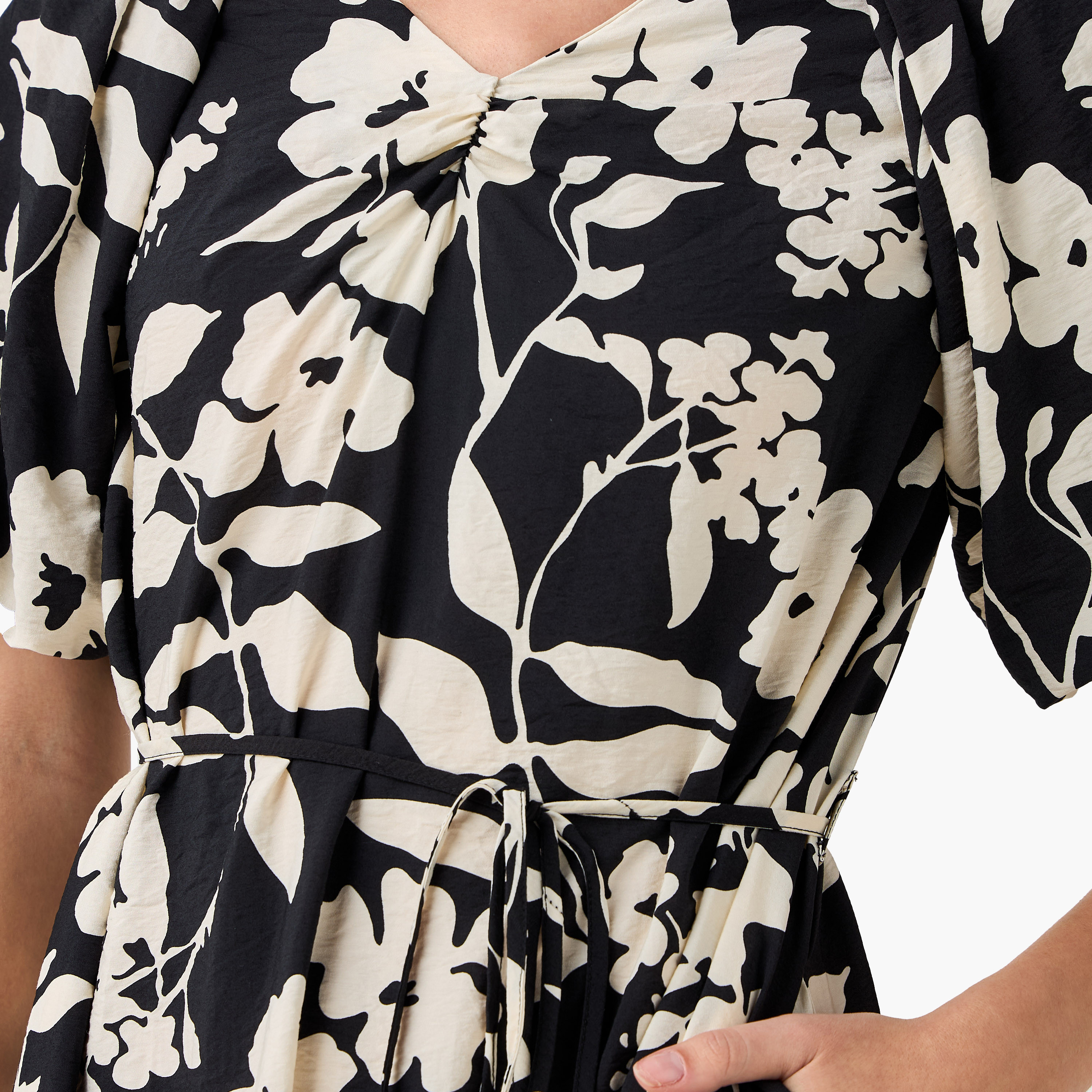 Midi Floral Print Women Dress with Balloon Sleeves-women-clothing-dresses-image-4