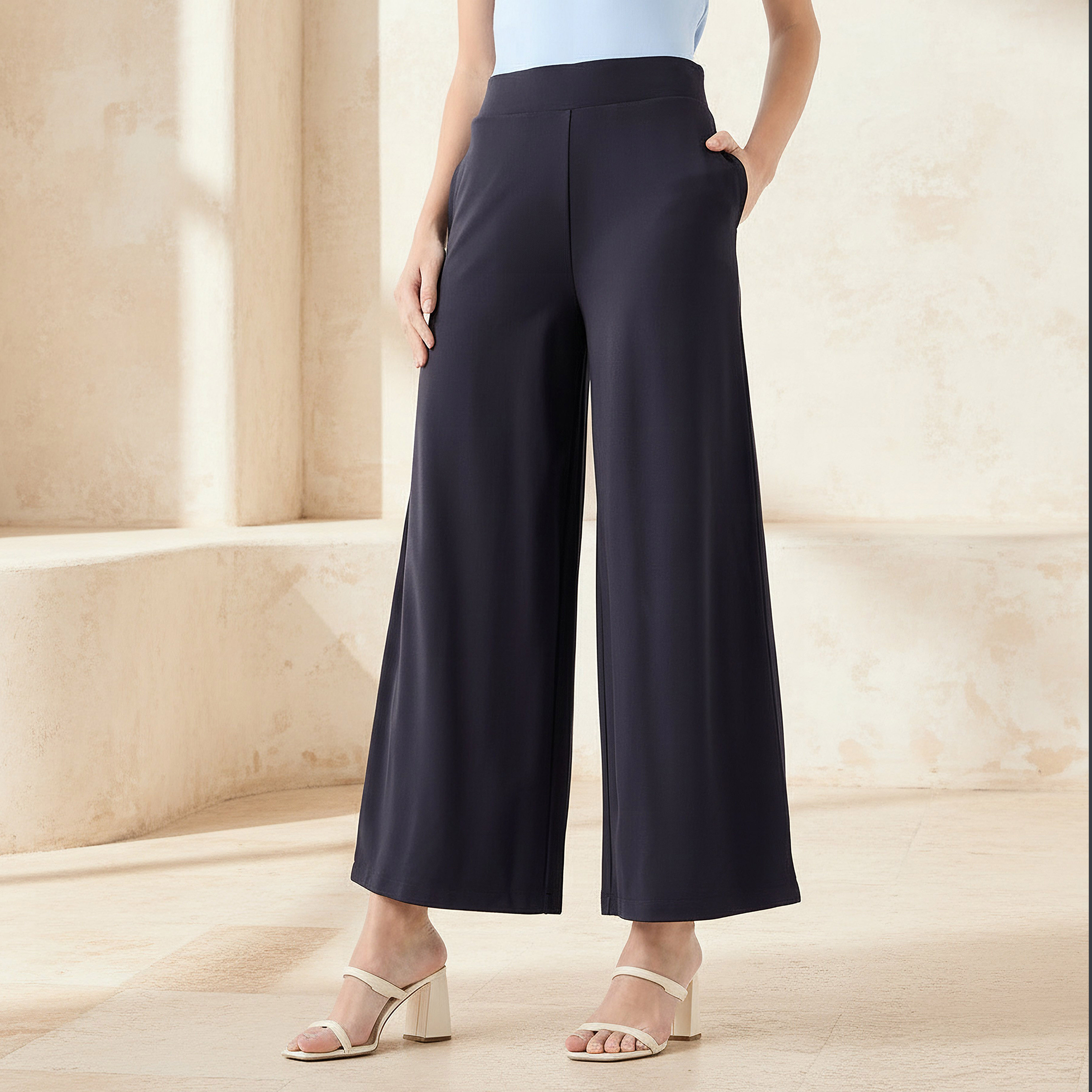 بنطلون واسع الساقين بخصر مرن-women-clothing-bottoms-trousers-image-1