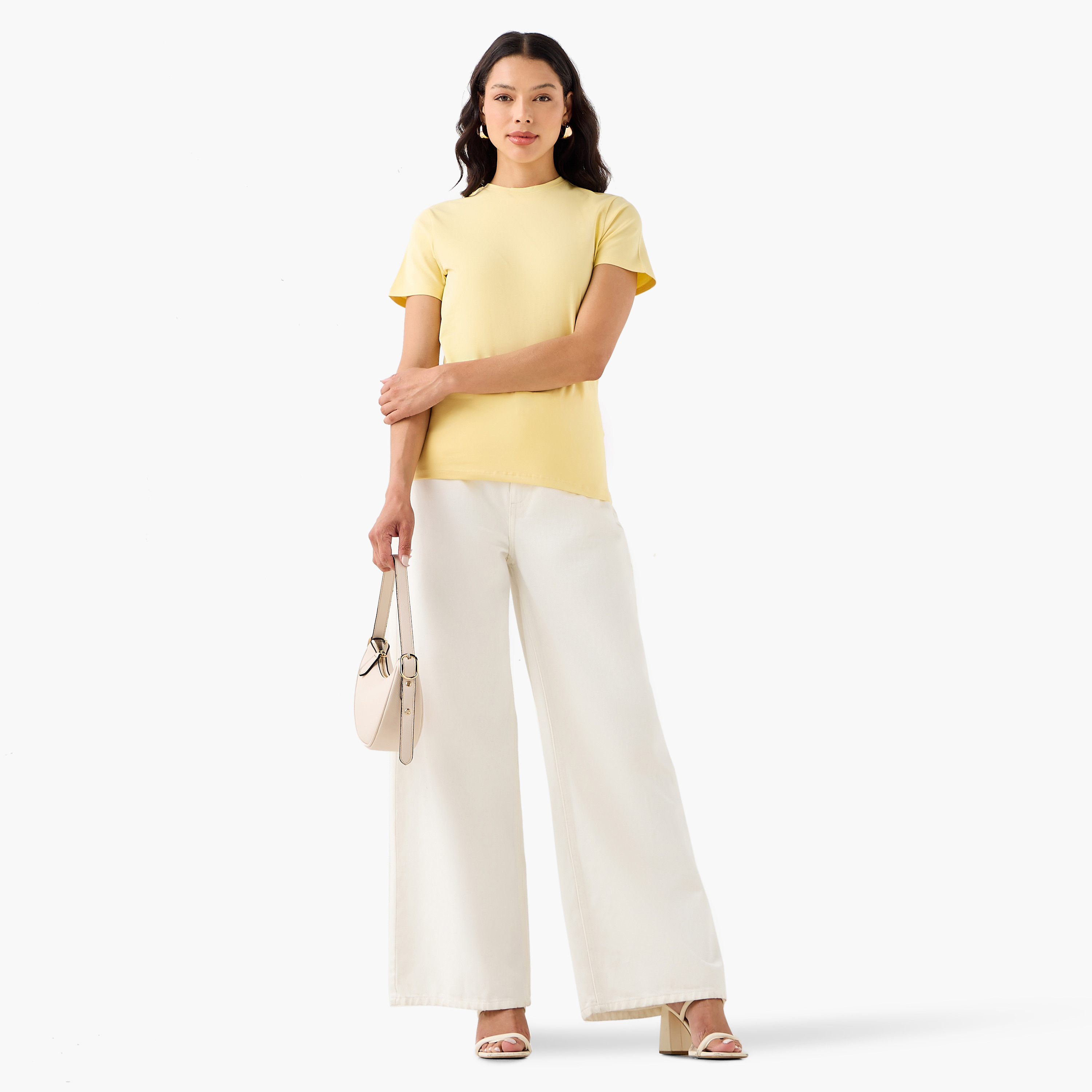 Slim Fit T-shirt with Crew Neck-women-clothing-tshirts-image-3