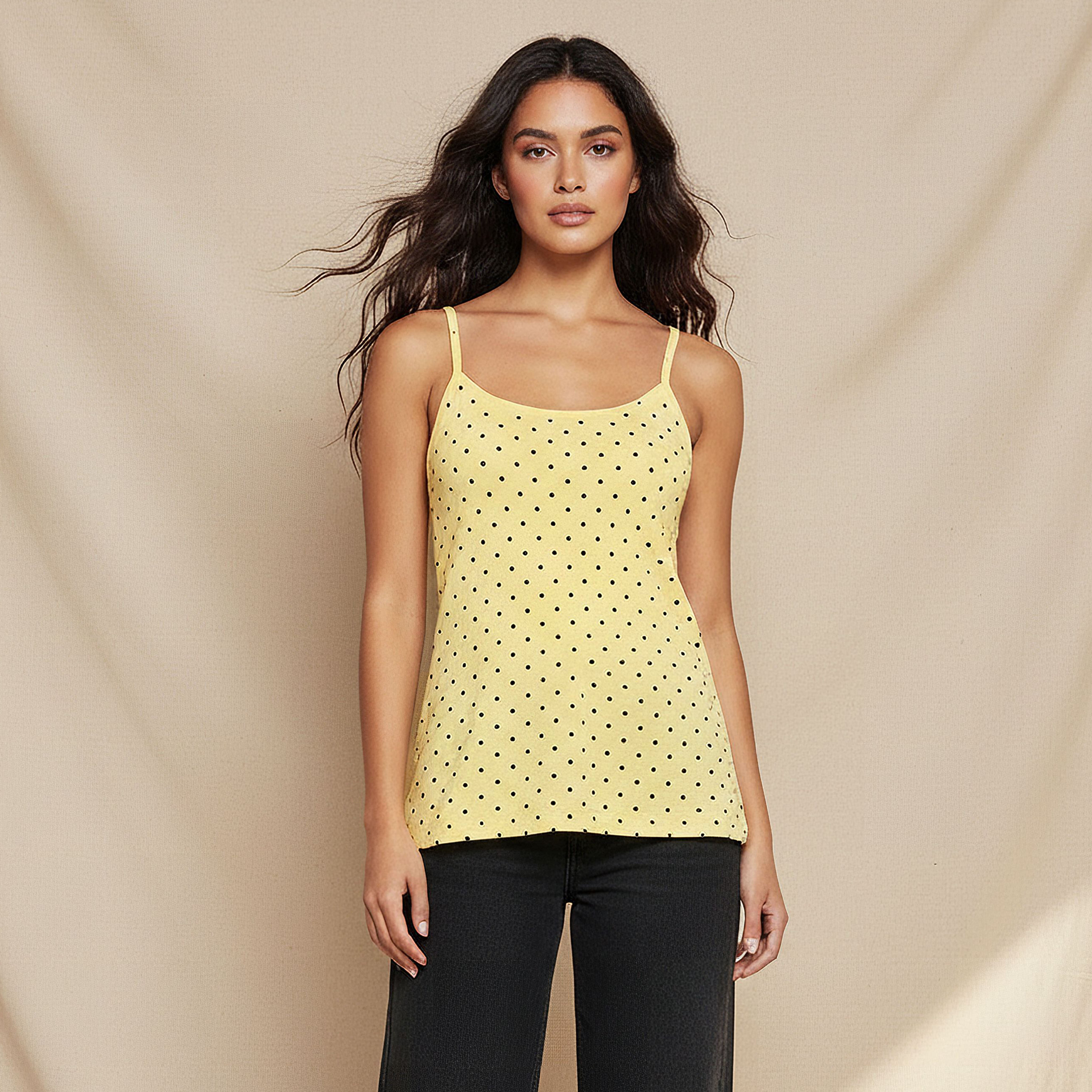 Slim Fit Strappy Top with Polka Dot Print-women-clothing-tshirts-image-5