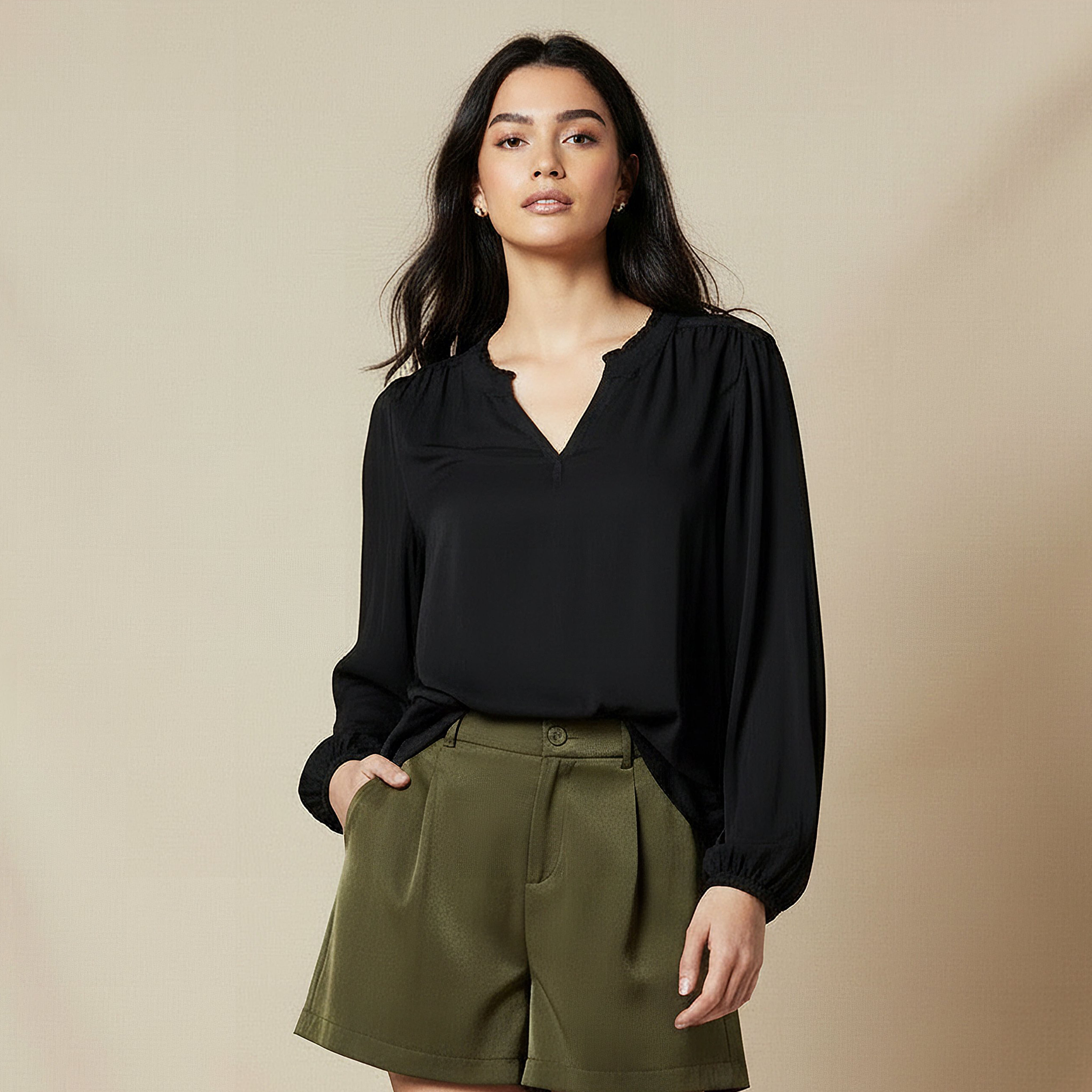 Viscose Top with Mandarin Collar-women-clothing-shirtsandblouses-blouses-image-1