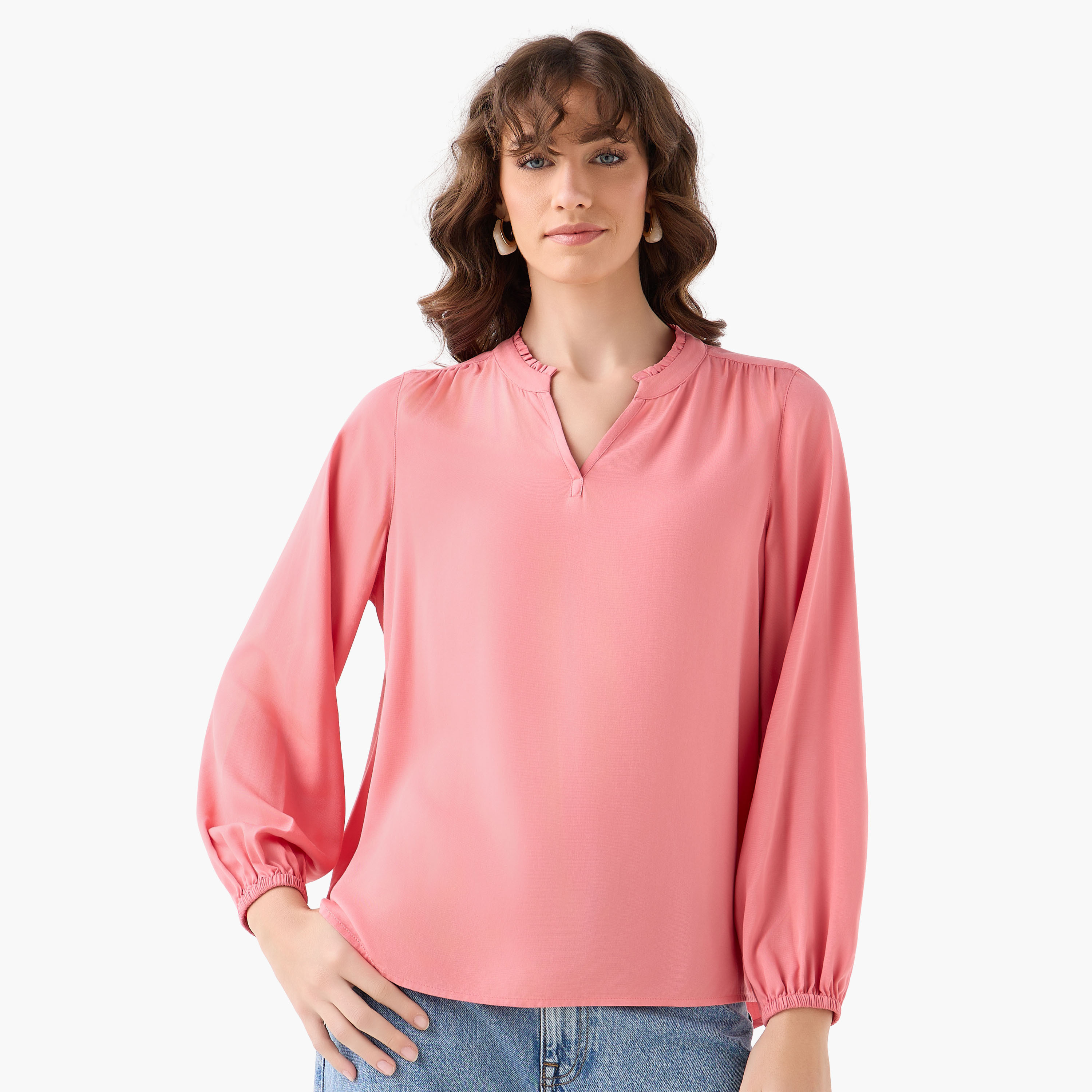 Viscose Top with Mandarin Collar-women-clothing-shirtsandblouses-blouses-image-3