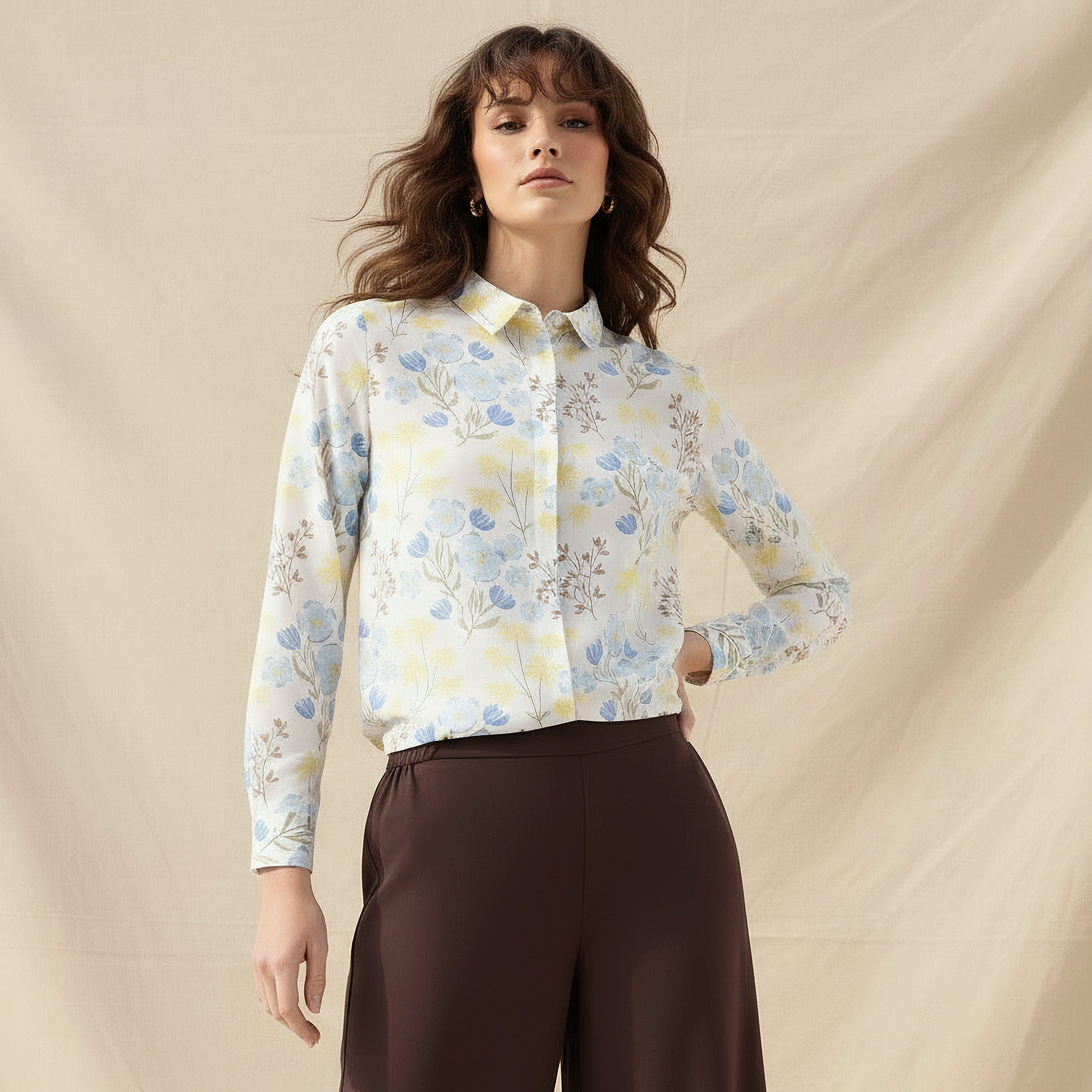 Viscose Shirt with Floral Print-women-clothing-shirtsandblouses-shirts-image-1