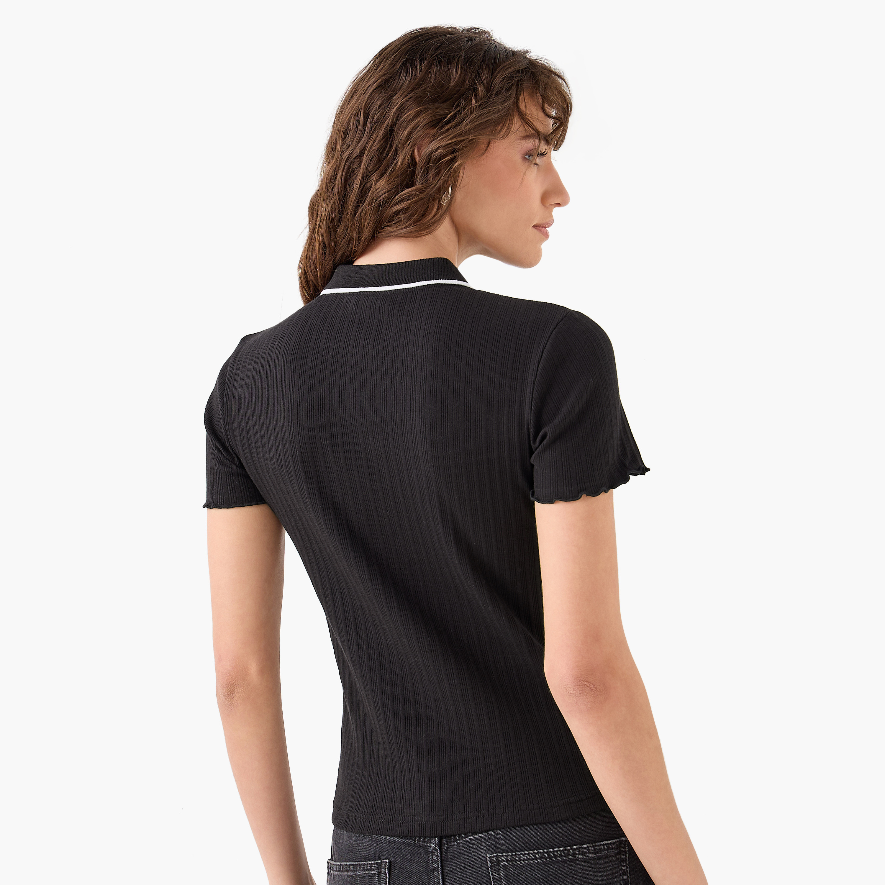 Polo T-shirt with Tipping Detail-women-clothing-tshirts-image-5
