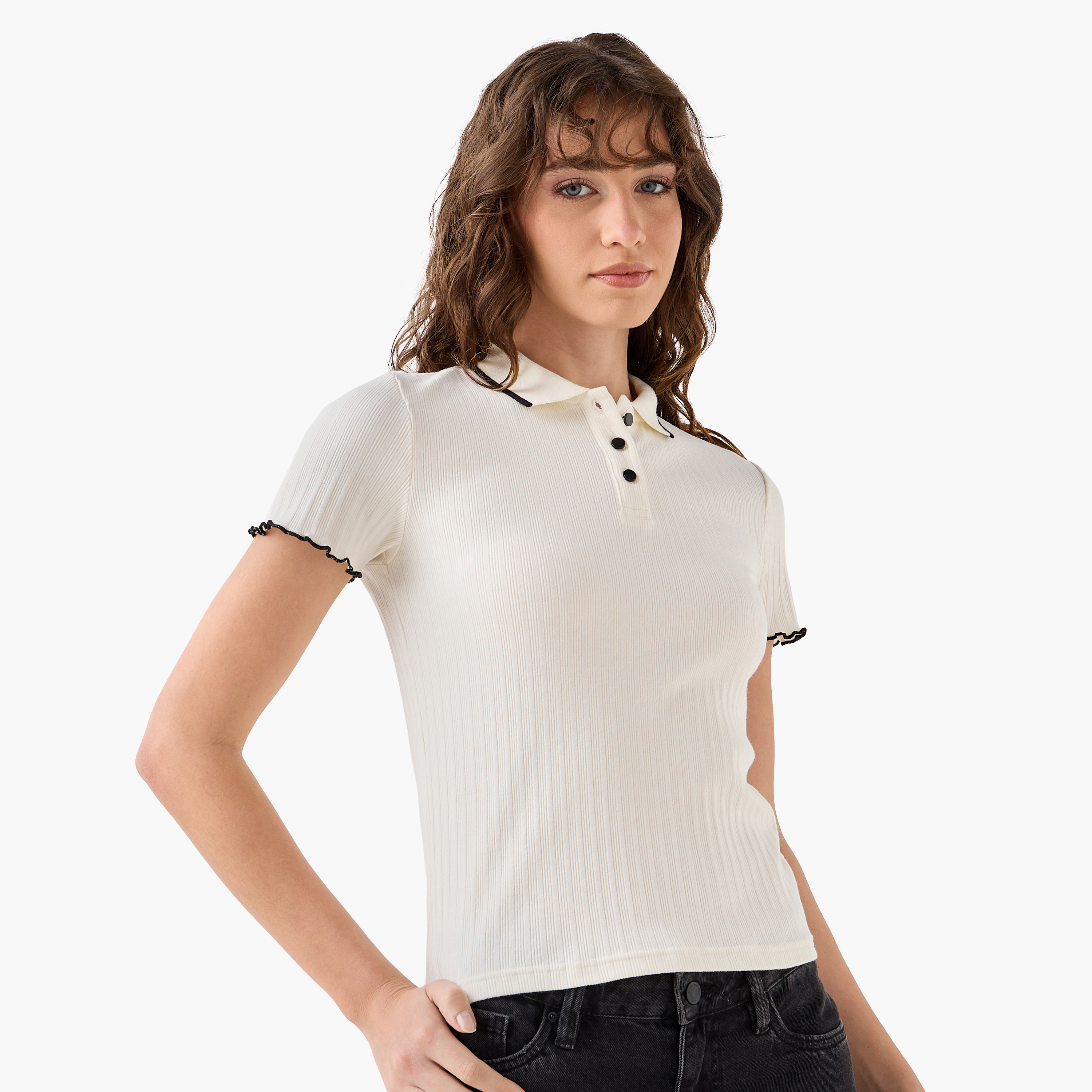 Polo T-shirt with Tipping Detail-women-clothing-tshirts-image-2