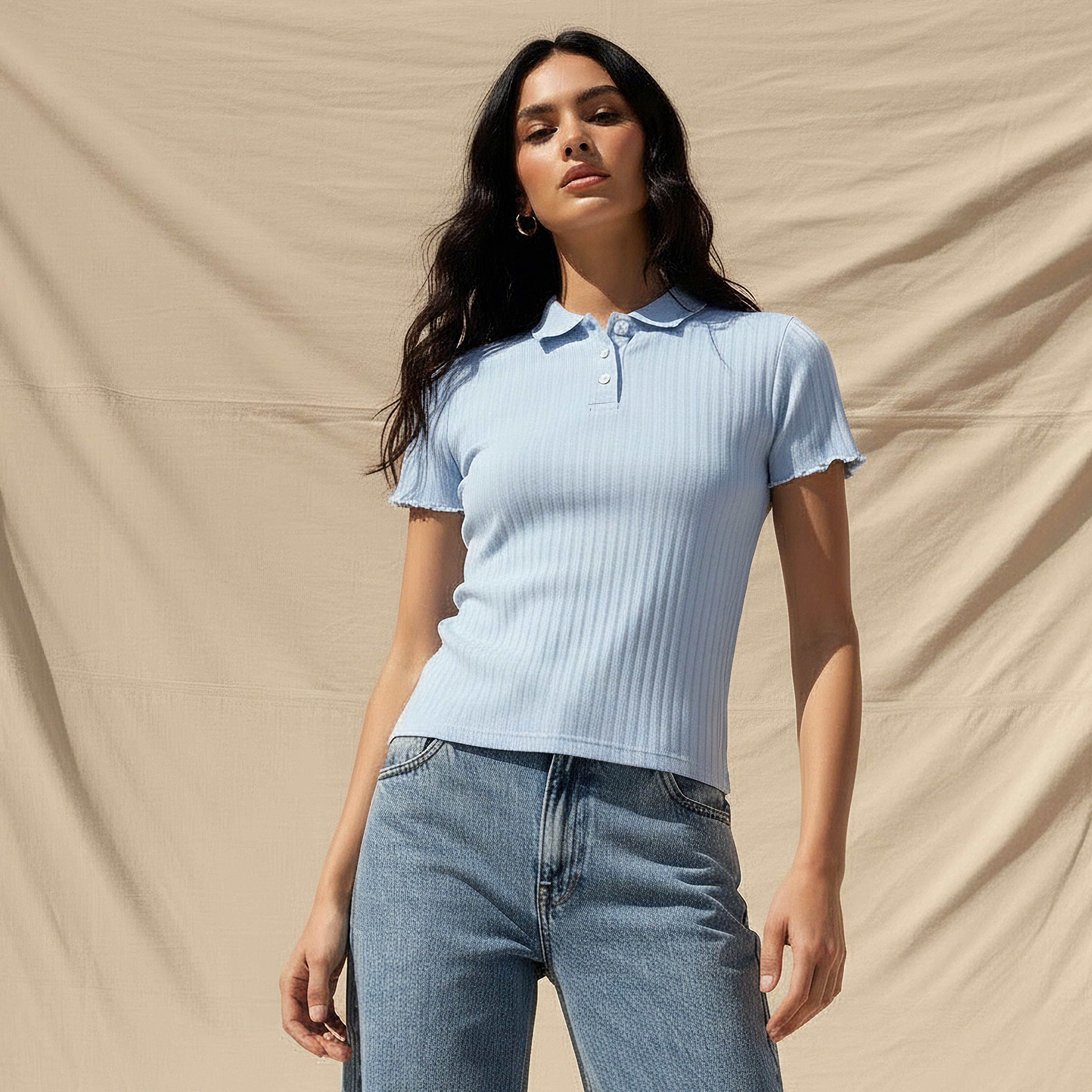 Polo T-shirt with Tipping Detail-women-clothing-tshirts-image-1