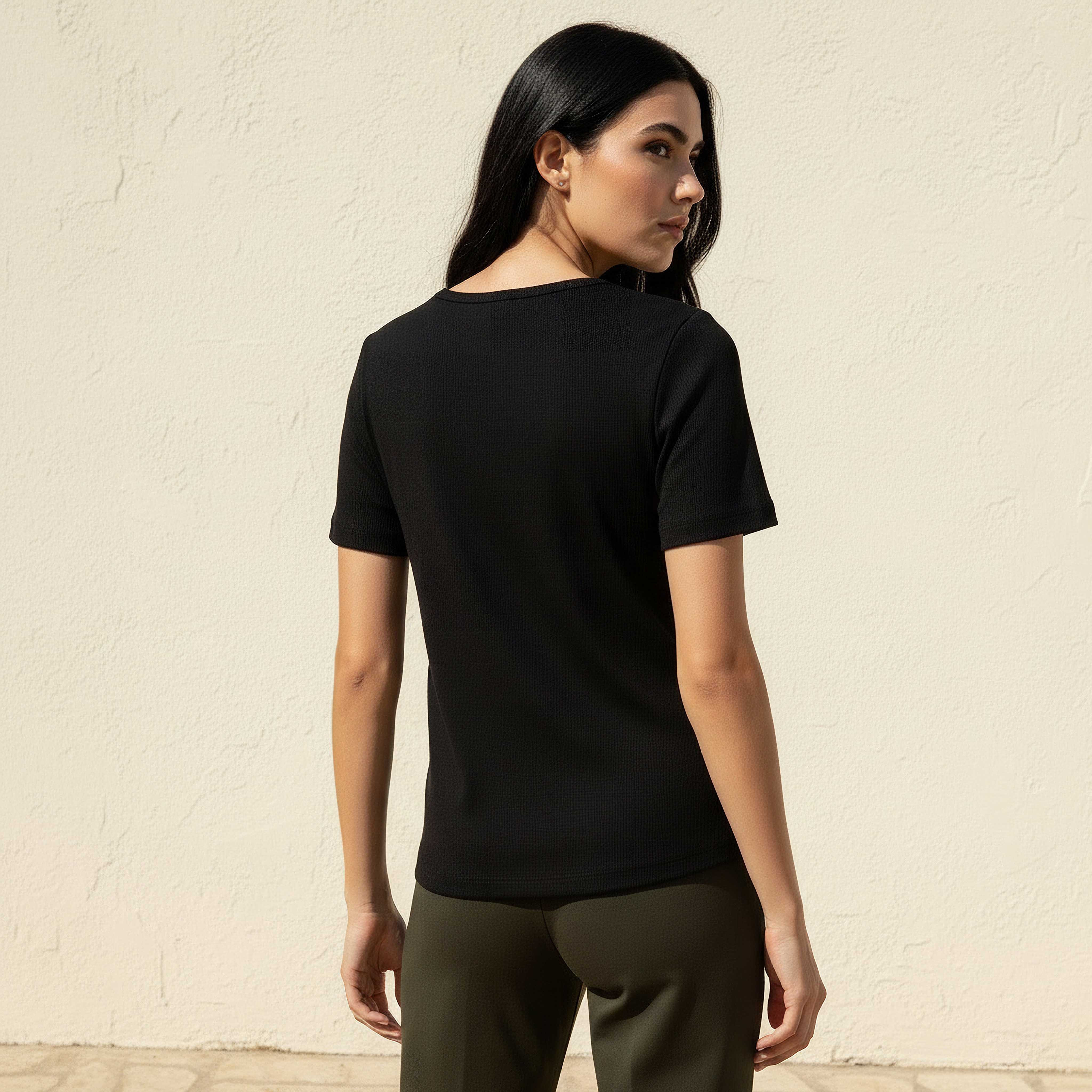 T-shirt with Ribbed Texture-women-clothing-tshirts-image-4