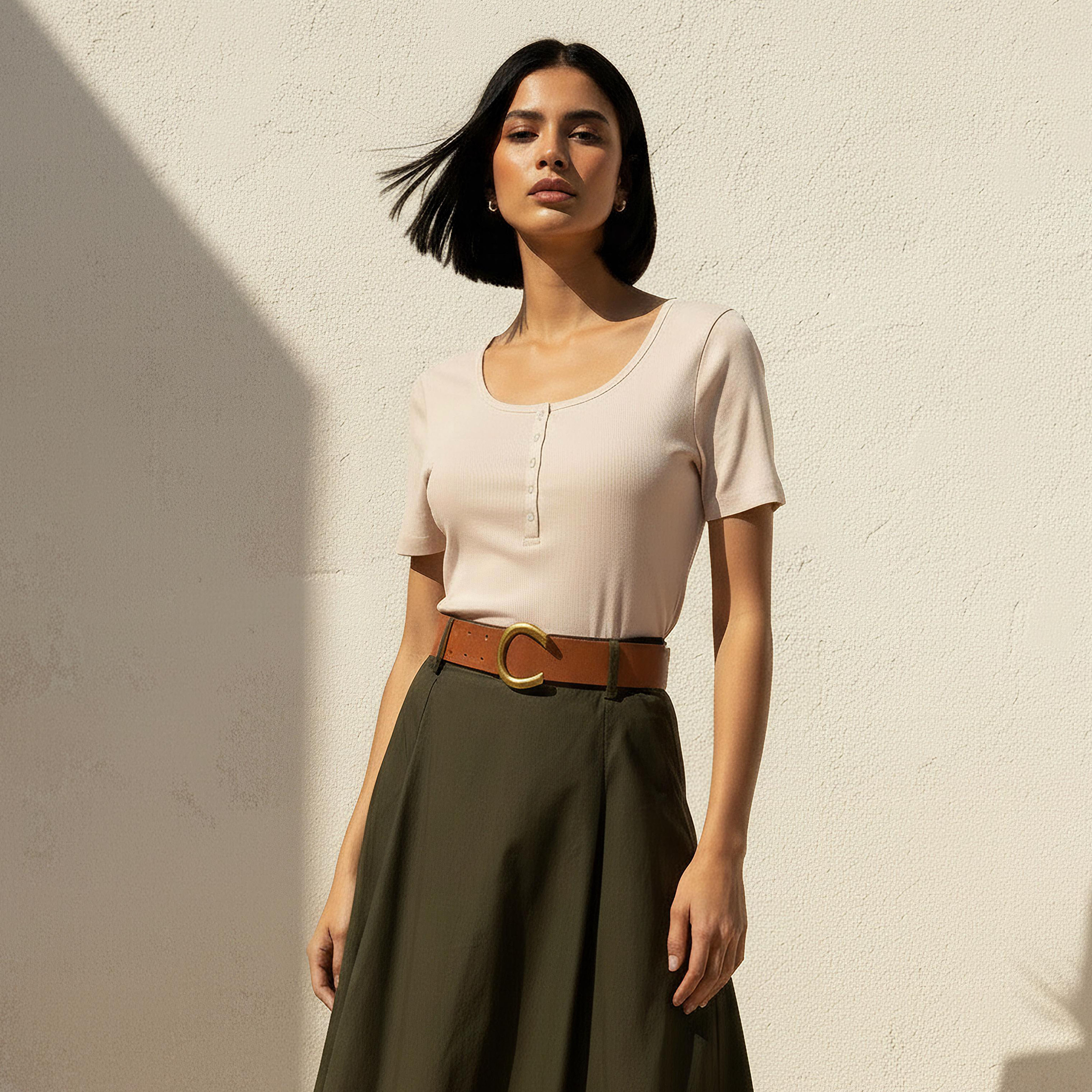 تيشيرت بملمس مضلع بارز-women-clothing-tshirts-image-1