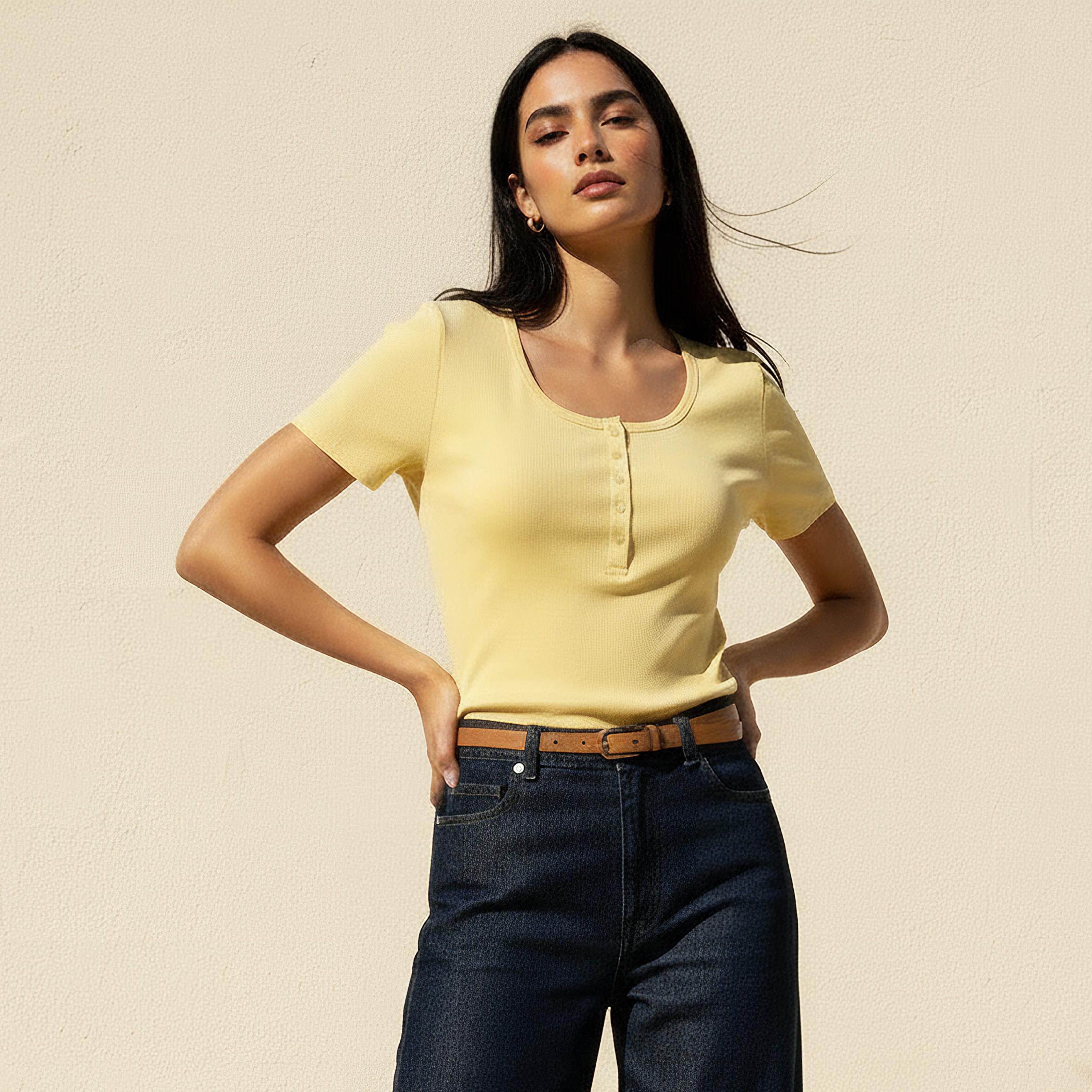 تيشيرت بملمس مضلع بارز-women-clothing-tshirts-image-6
