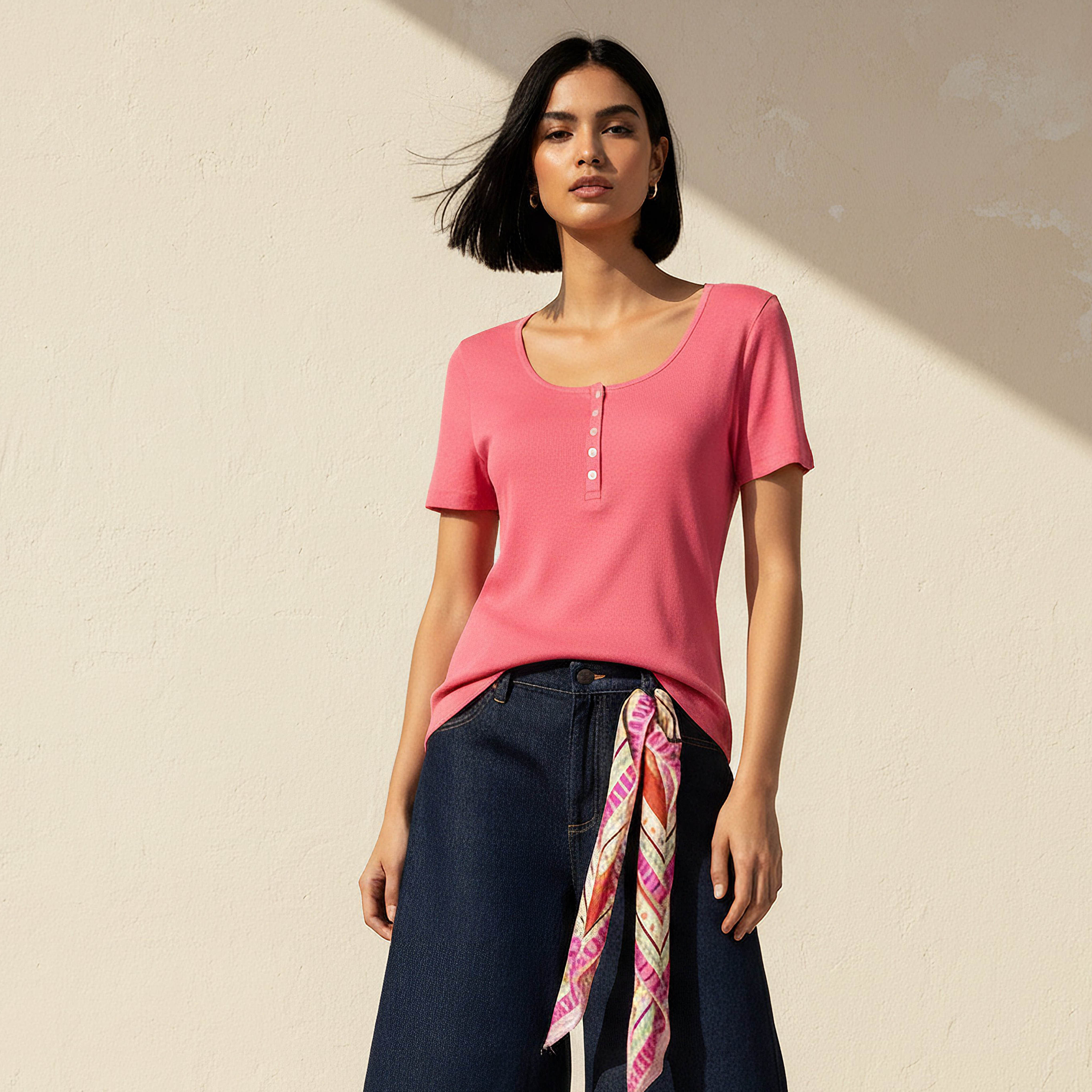 تيشيرت بملمس مضلع بارز-women-clothing-tshirts-image-5