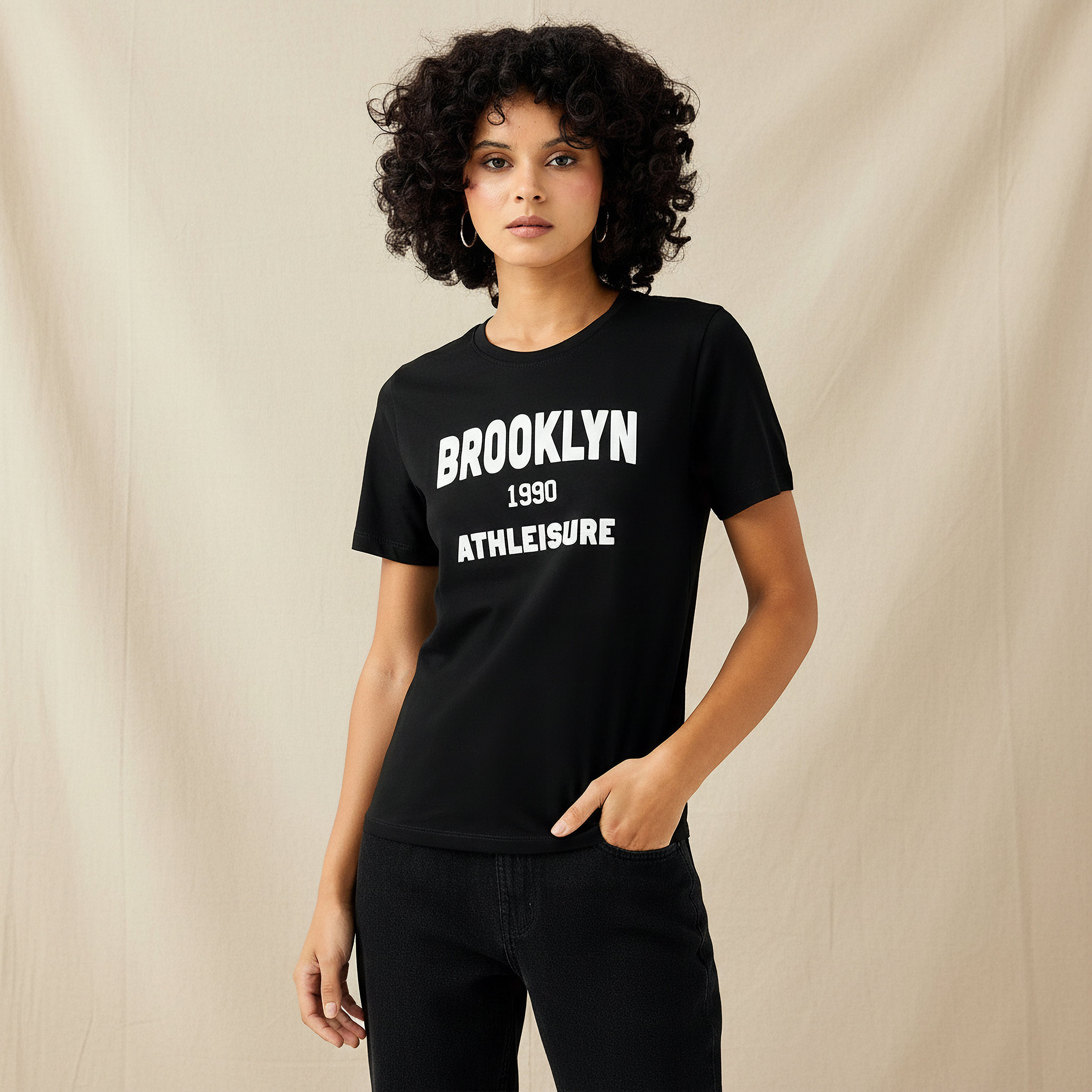 Regular Fit Cotton T-shirt with Print-women-clothing-tshirts-image-1