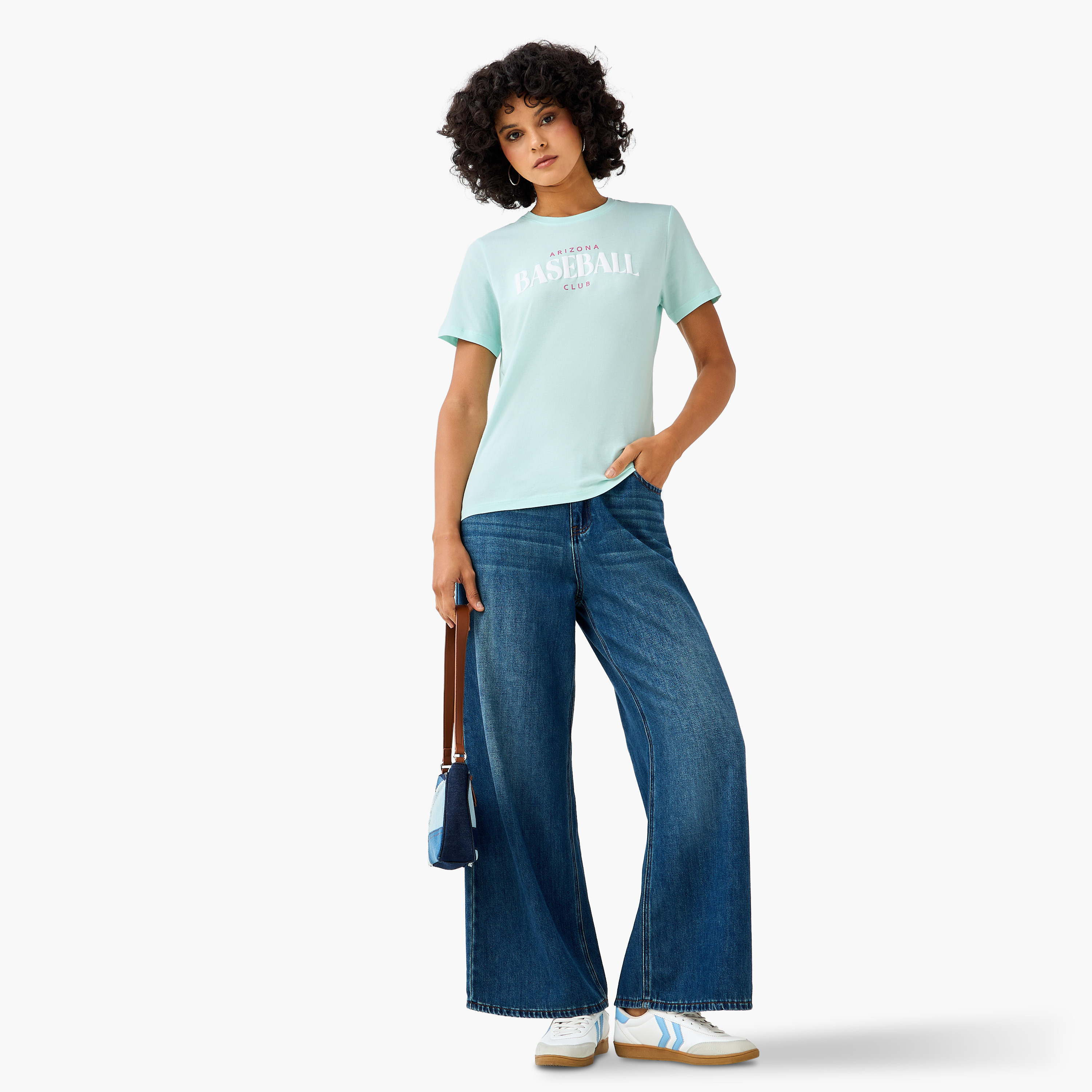 Regular Fit Cotton T-shirt with Varsity Print-women-clothing-tshirts-image-2