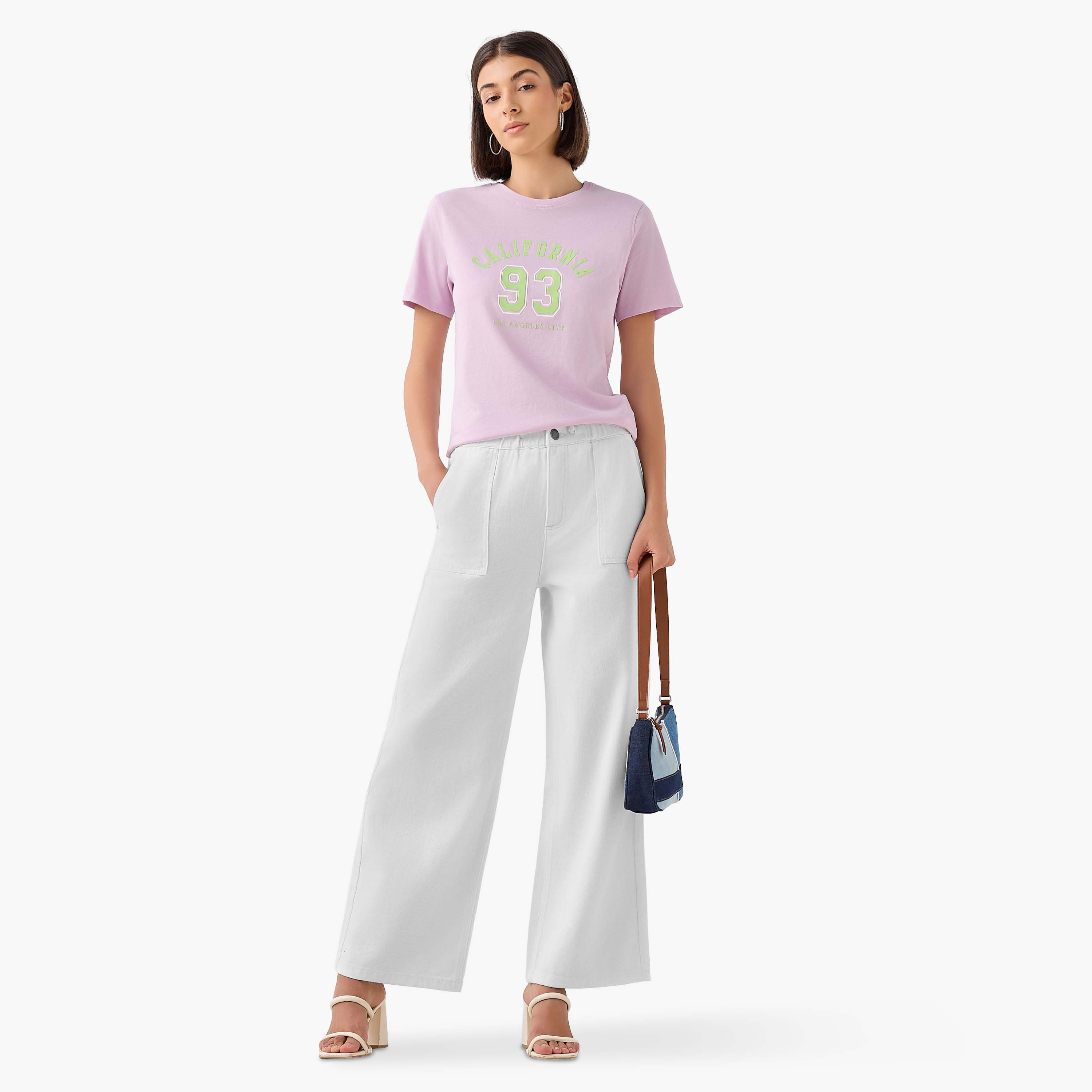 Regular Fit Cotton T-shirt with Varsity Print-women-clothing-tshirts-image-2