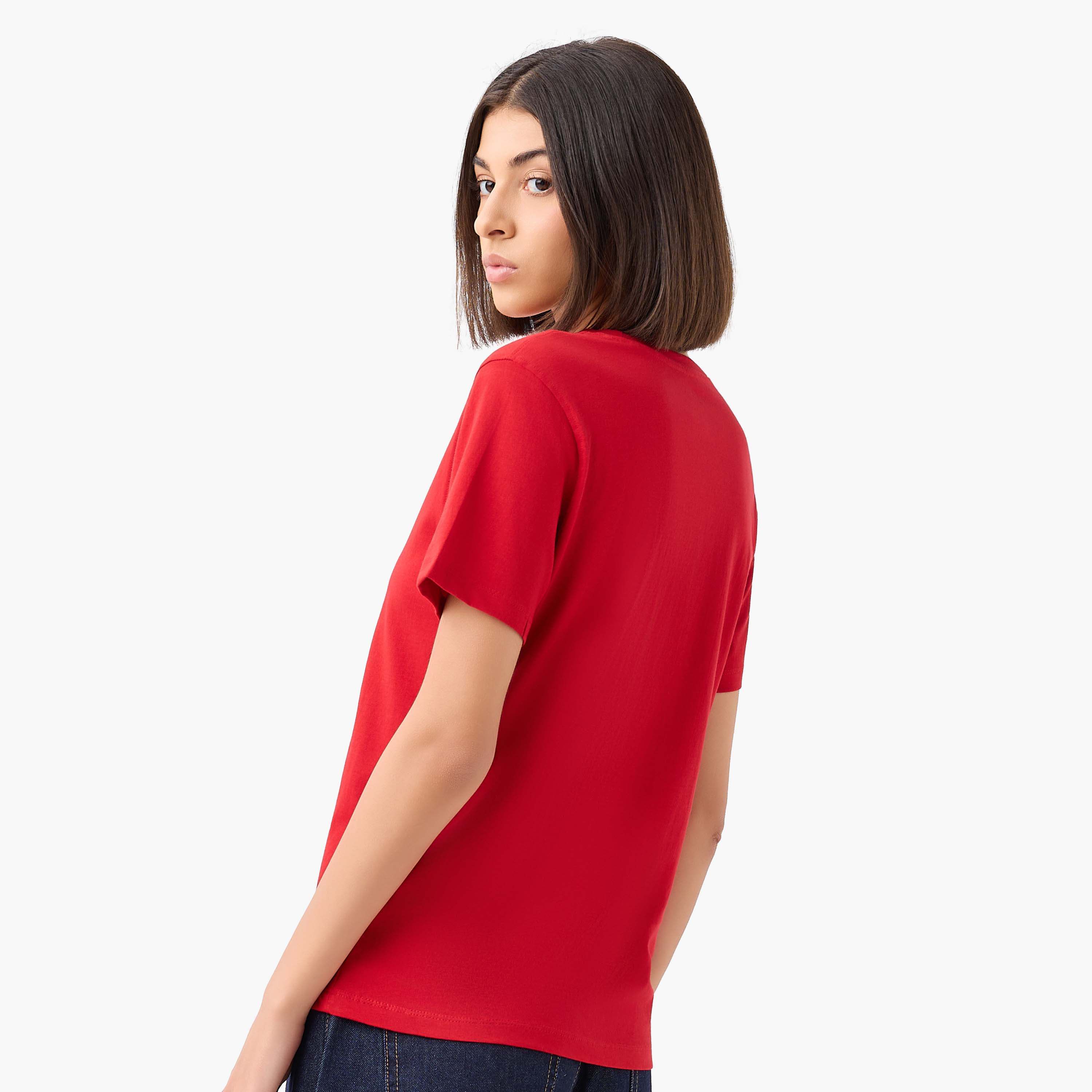 Regular Fit Cotton T-shirt with Typographic Print-women-clothing-tshirts-image-3