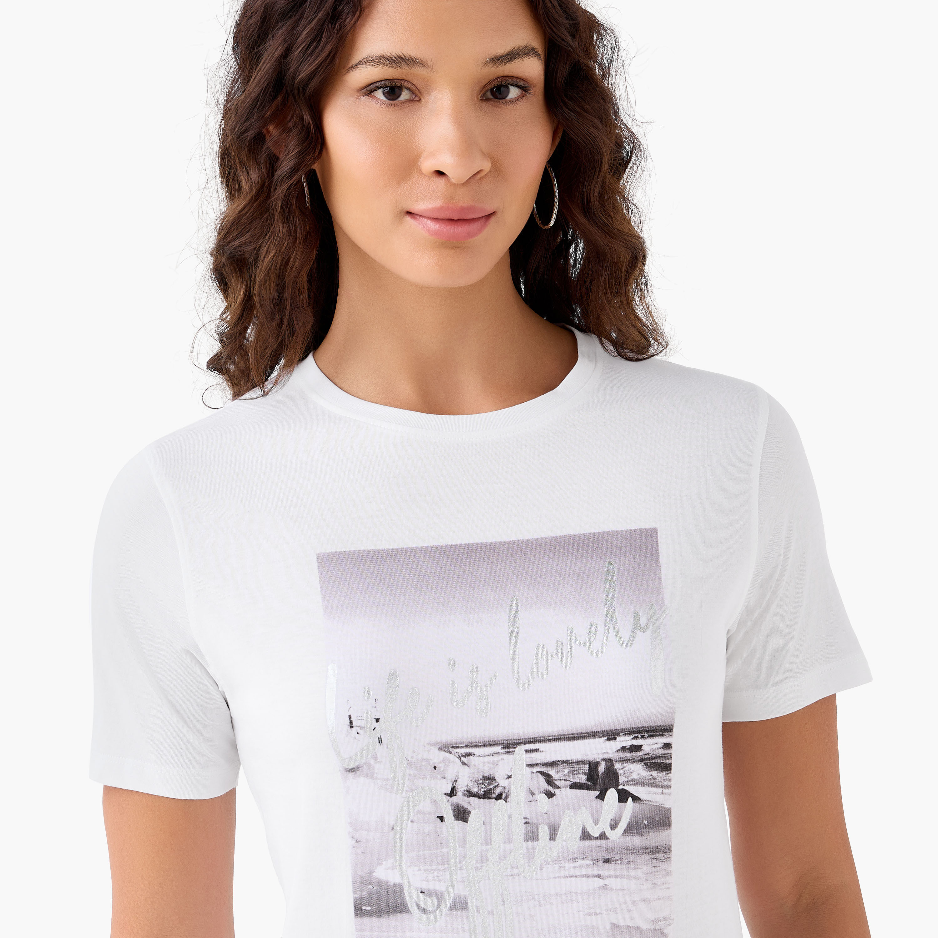Regular Fit Cotton T-shirt with Graphic Print-women-clothing-tshirts-image-6