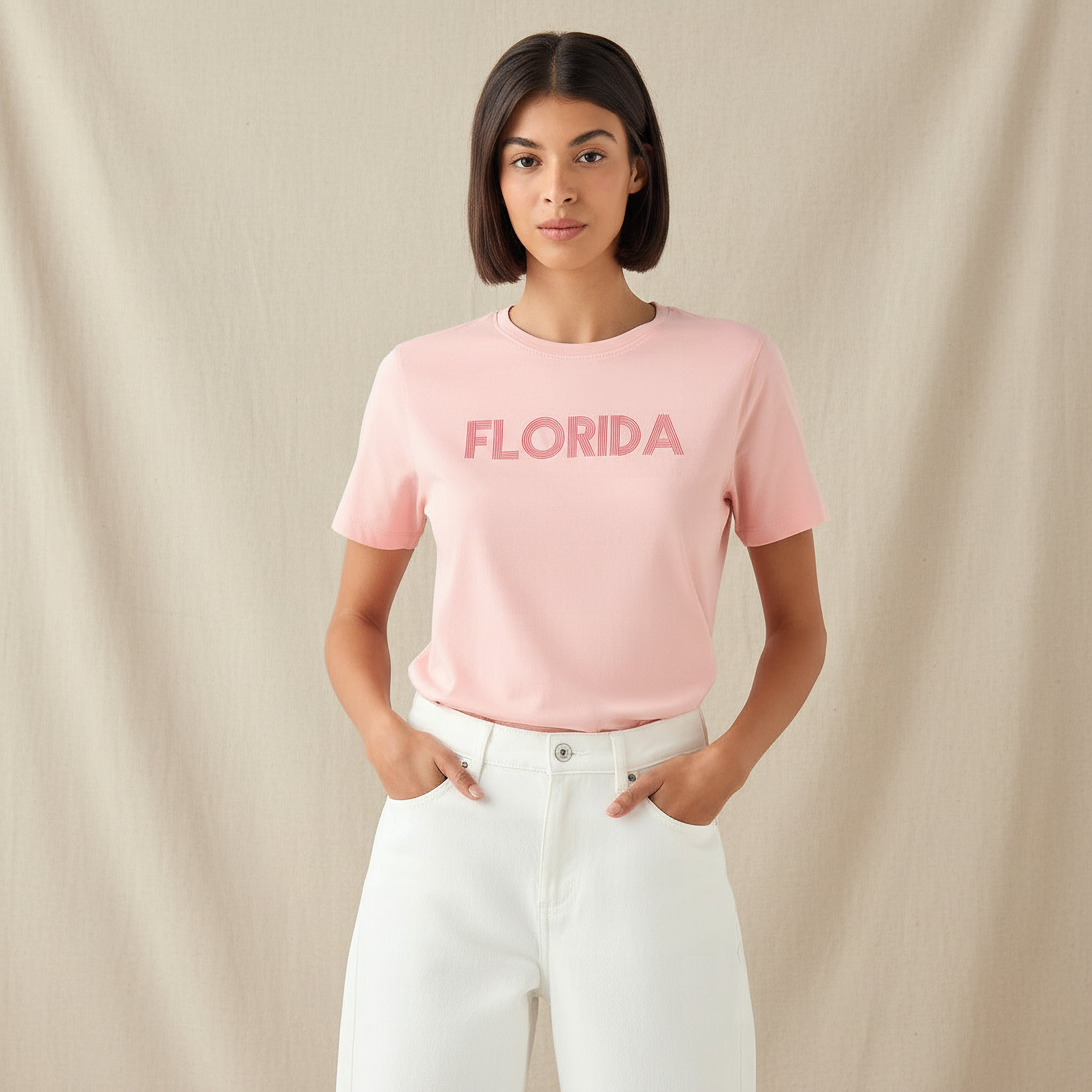 Regular Fit Cotton T-shirt with Typographic Print-women-clothing-tshirts-image-1