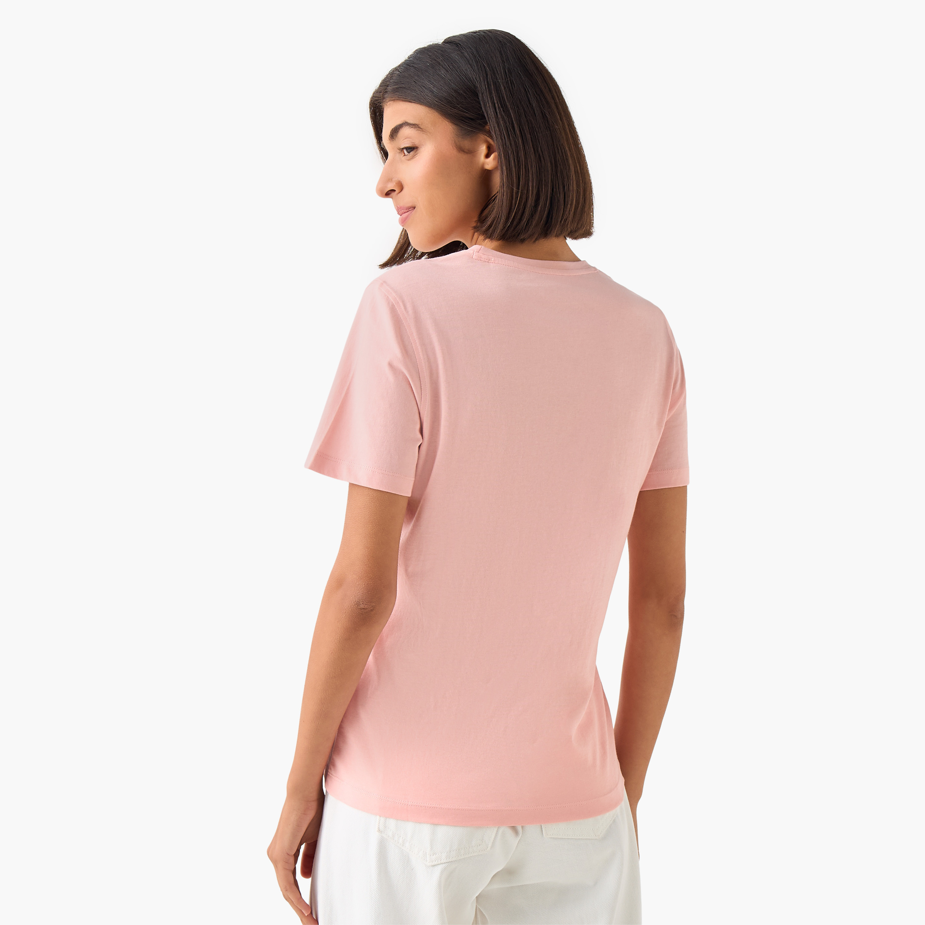 Regular Fit Cotton T-shirt with Typographic Print-women-clothing-tshirts-image-4