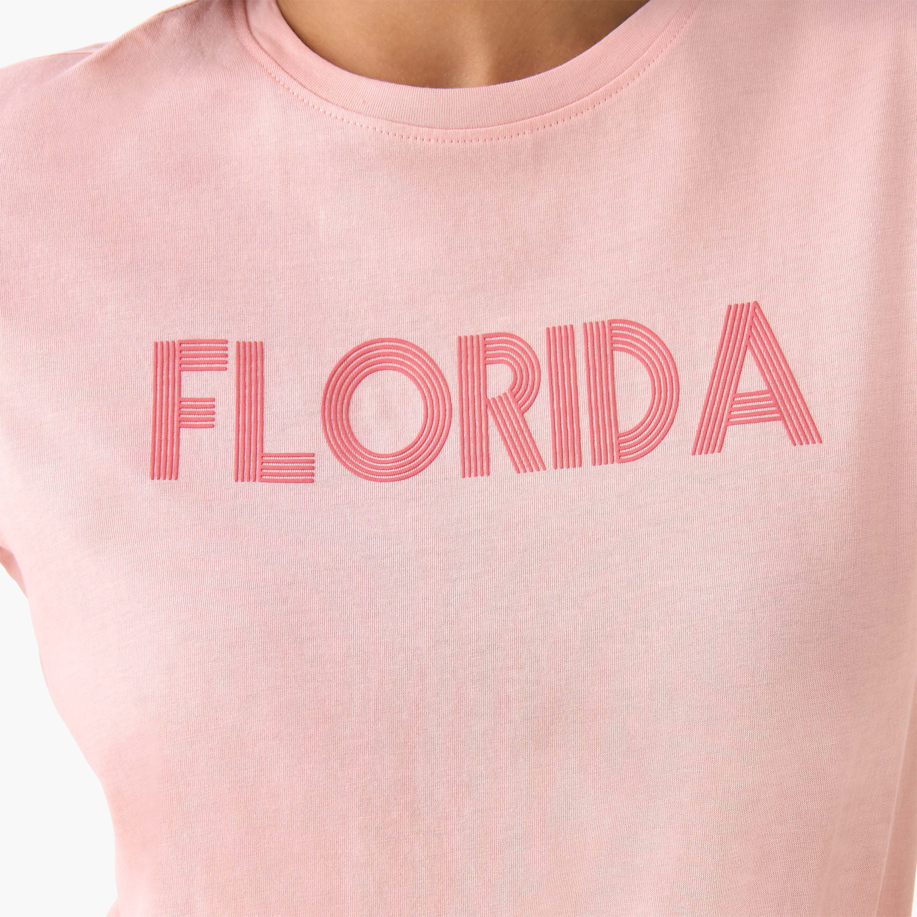 Regular Fit Cotton T-shirt with Typographic Print-women-clothing-tshirts-image-5