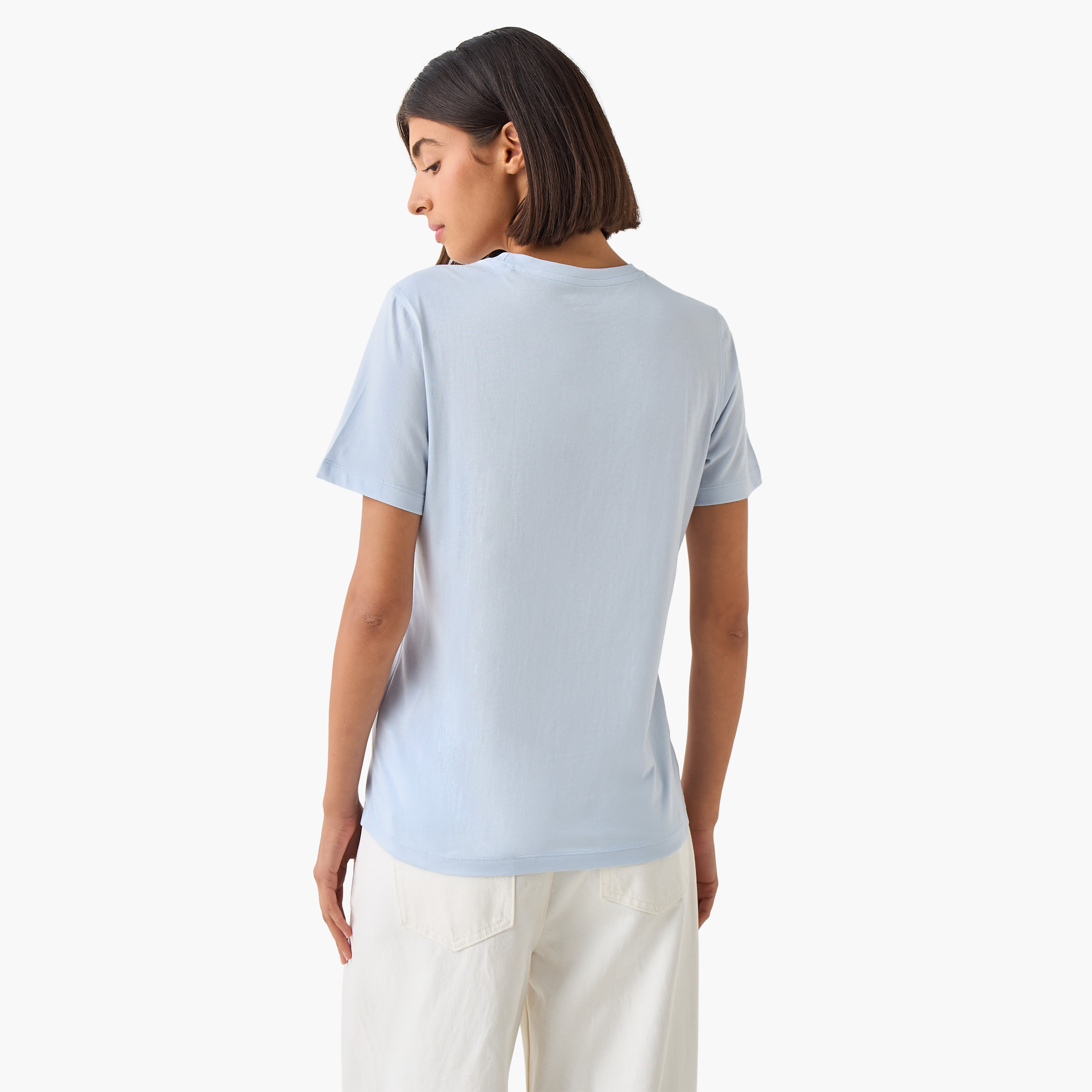تيشيرت قطن بقصة عادية بطبعات سكتش آرت-women-clothing-tshirts-image-4