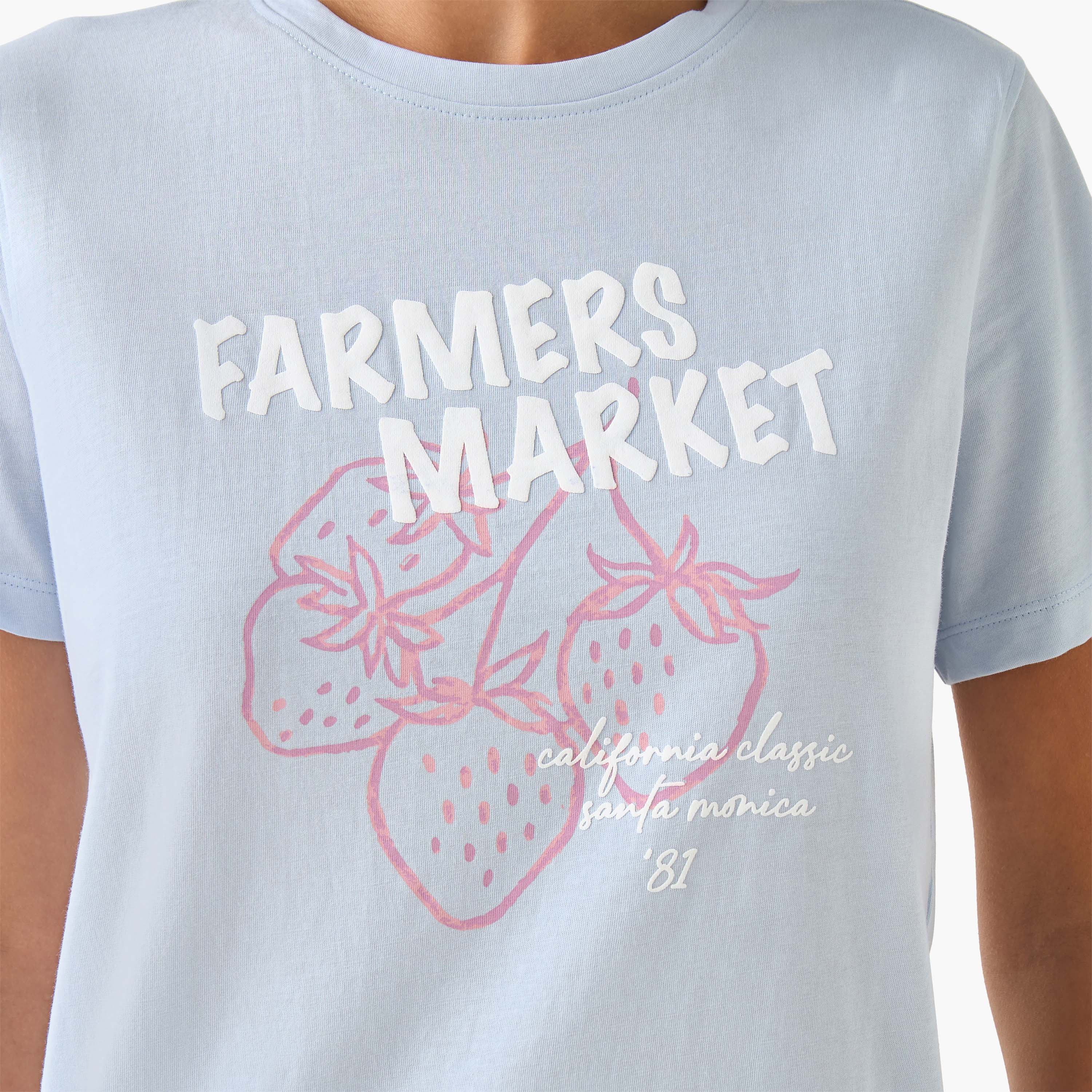 تيشيرت قطن بقصة عادية بطبعات سكتش آرت-women-clothing-tshirts-image-5
