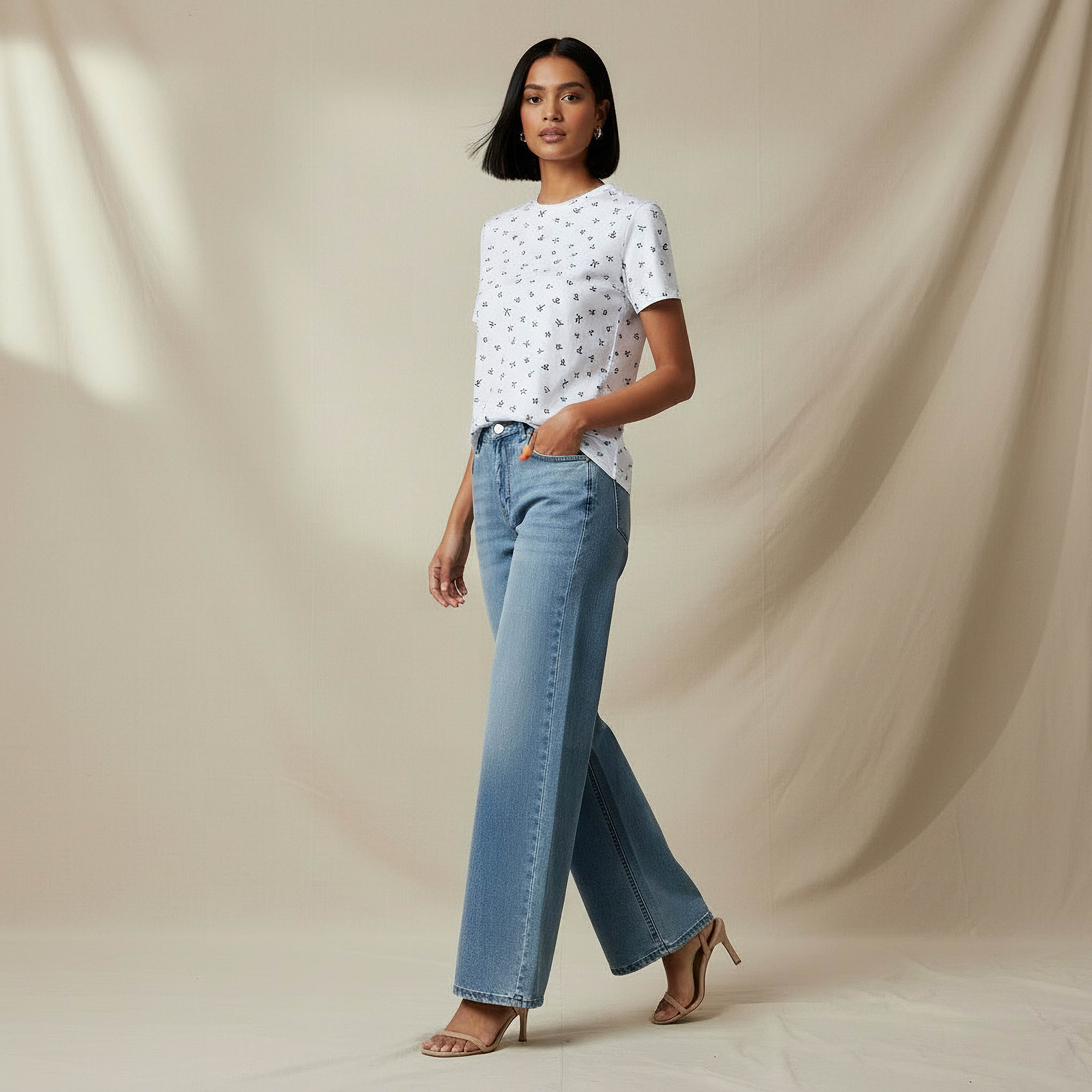 Slim Fit T-shirt with Bow Print-women-clothing-tshirts-image-2