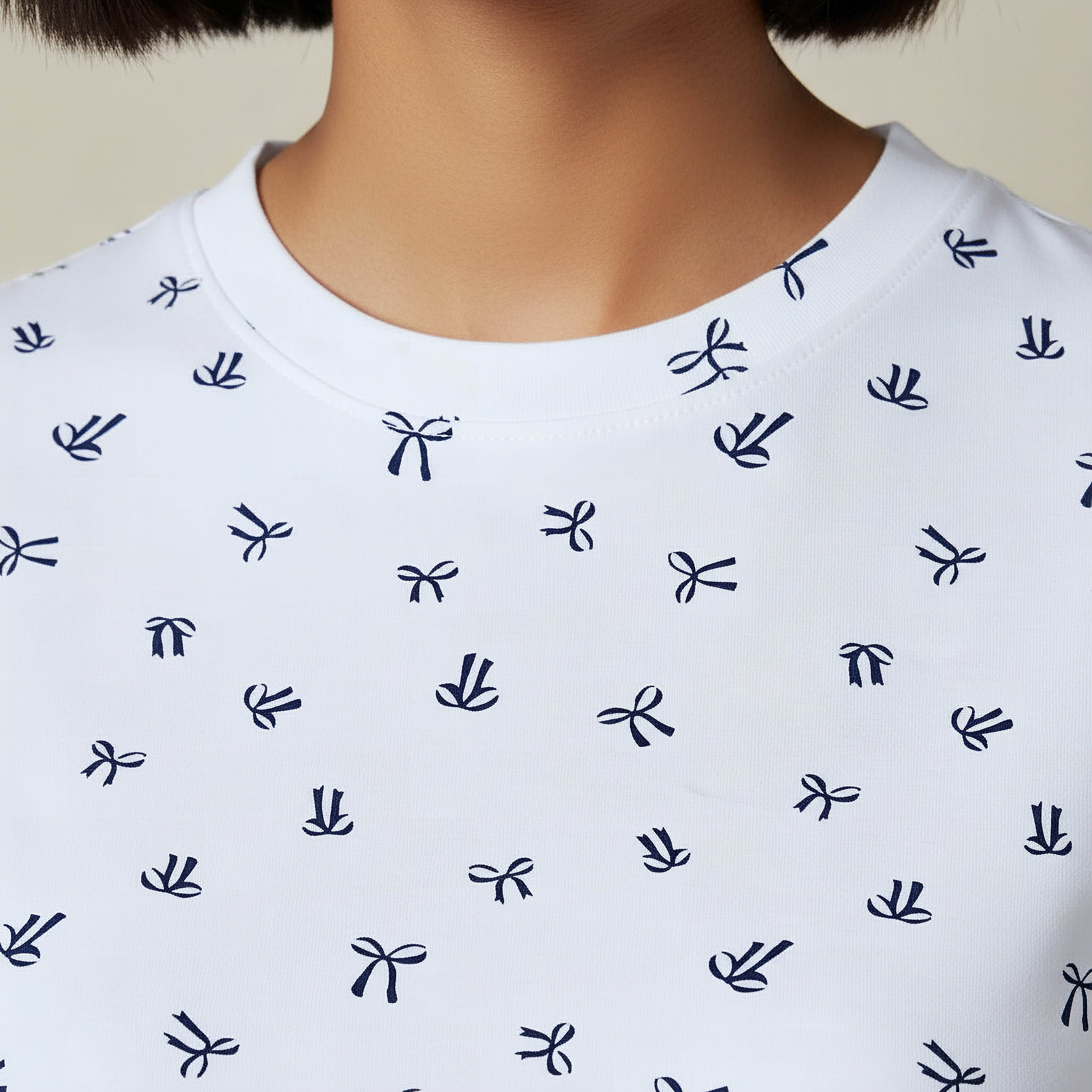 Slim Fit T-shirt with Bow Print-women-clothing-tshirts-image-3