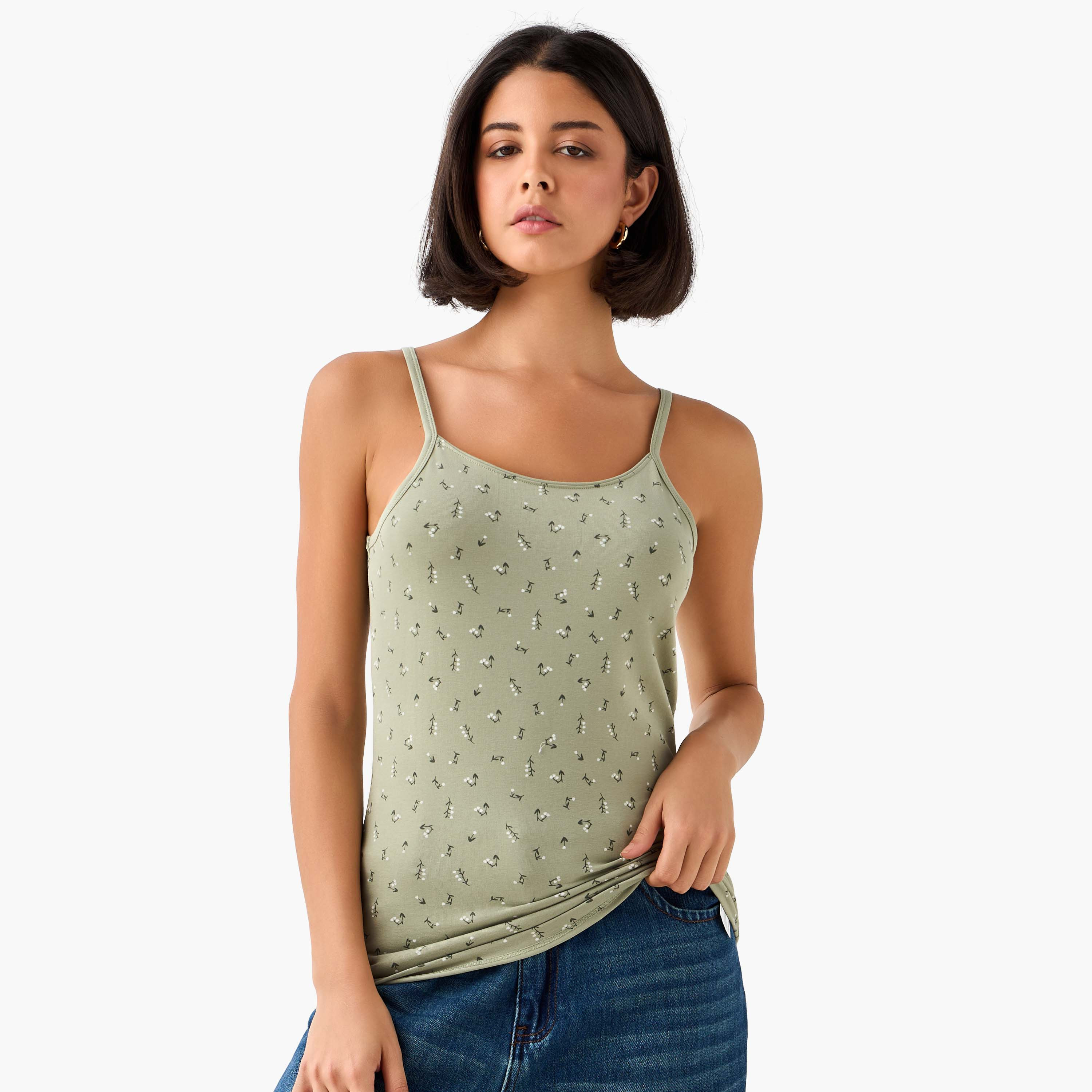 بلوزة تانك بحمالات رفيعة وطبعات زهرية-women-clothing-tshirts-image-6