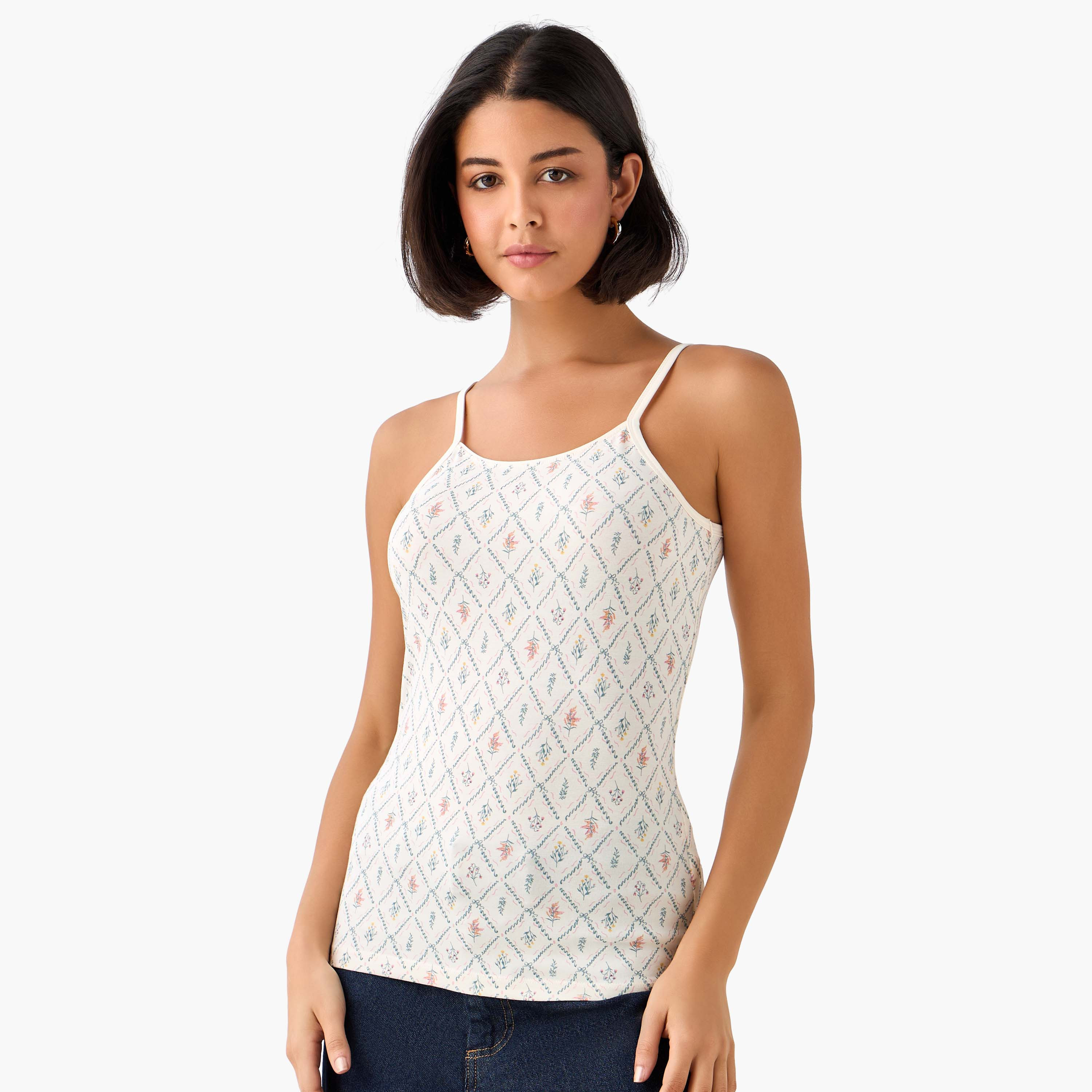 بلوزة تانك بحمالات رفيعة وطبعات زهرية-women-clothing-tshirts-image-6