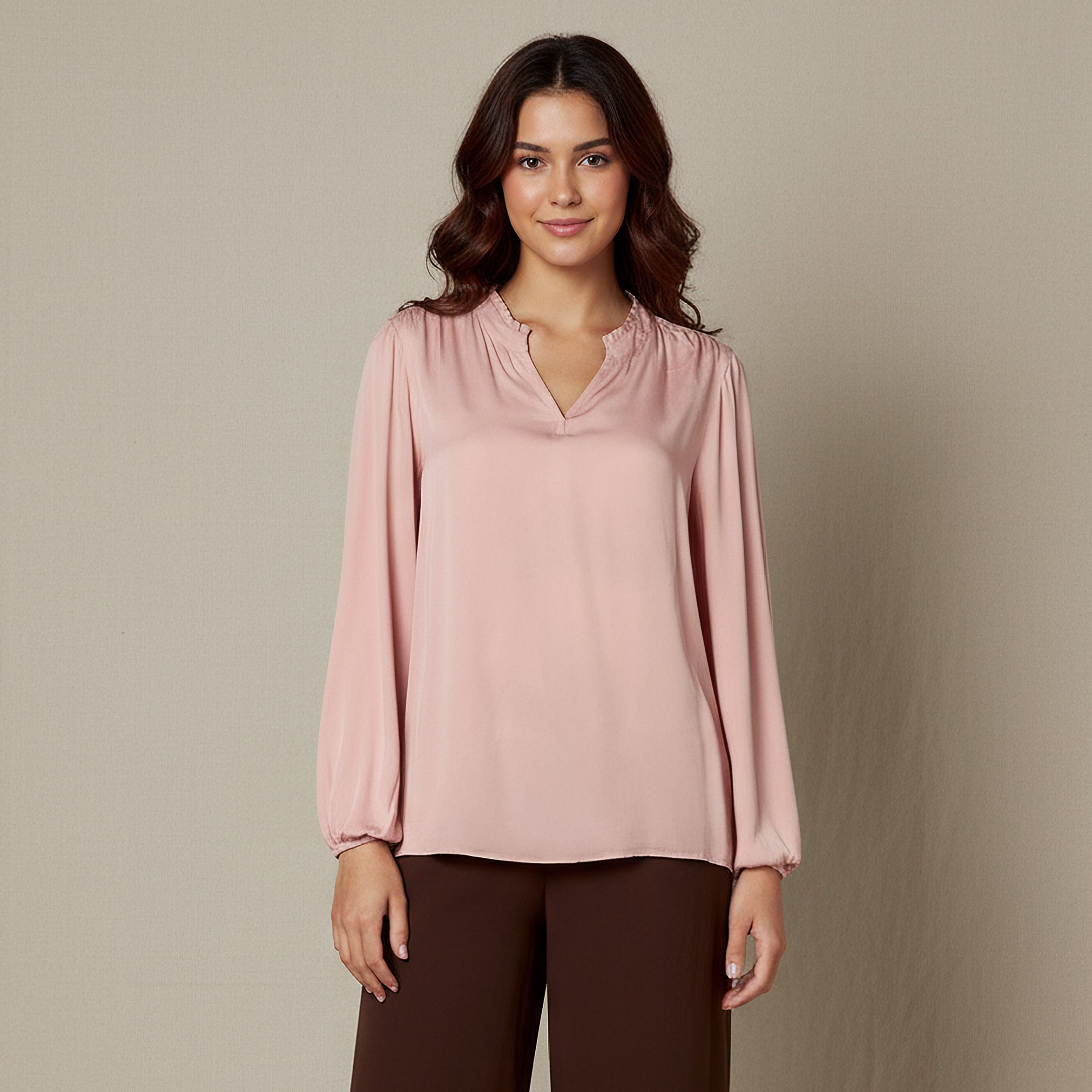Regular Fit Viscose Top with Mandarin Collar-women-clothing-shirtsandblouses-blouses-image-1