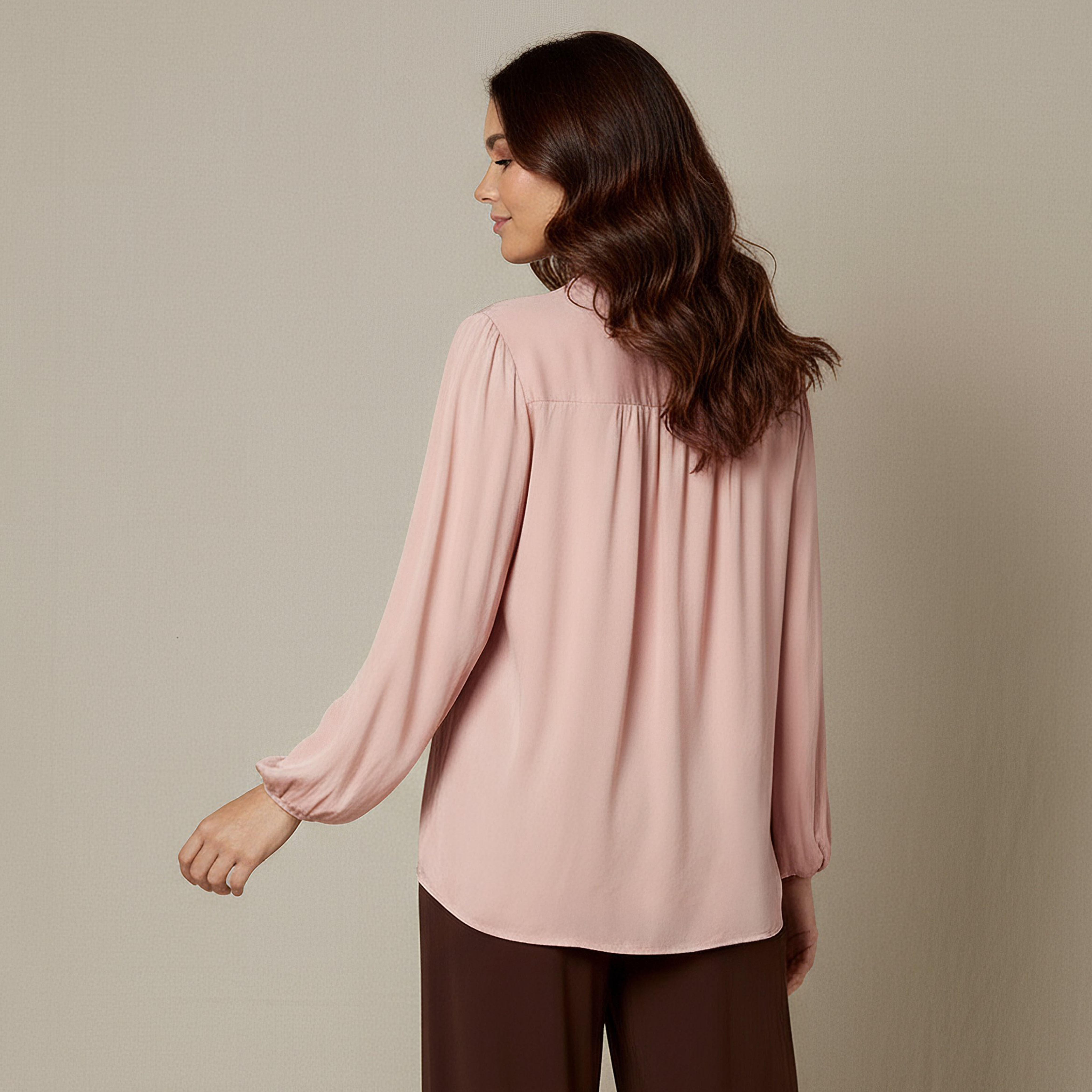 Regular Fit Viscose Top with Mandarin Collar-women-clothing-shirtsandblouses-blouses-image-3