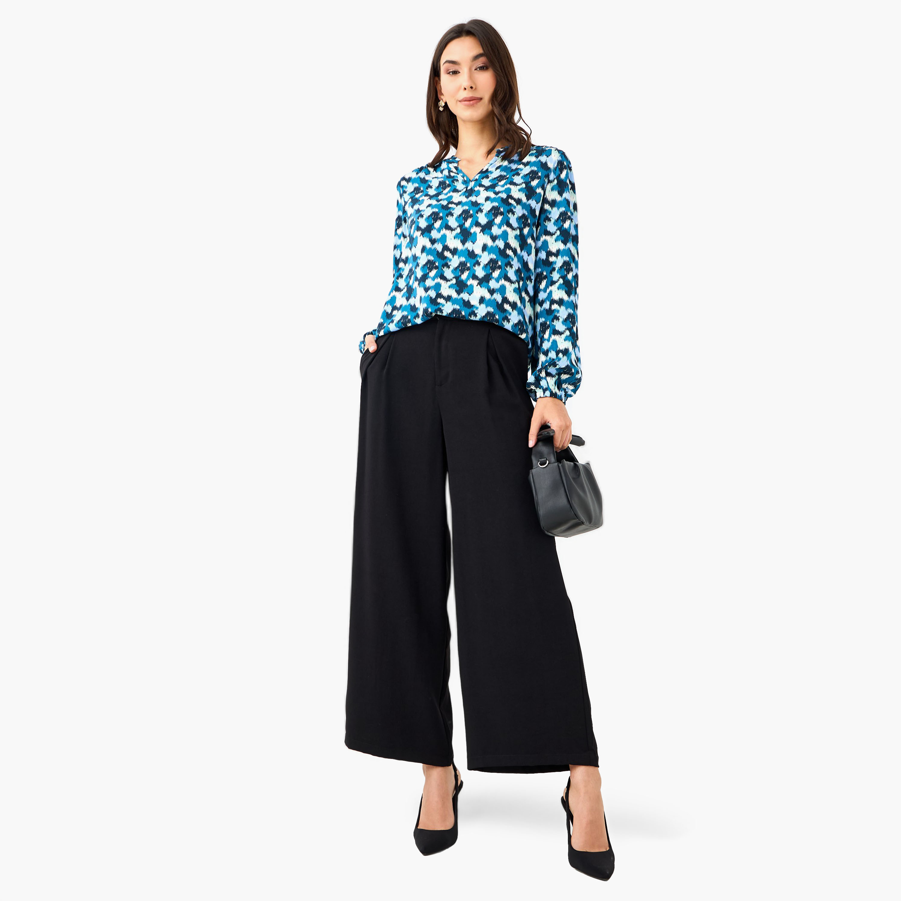 Regular Fit Viscose Top with Mandarin Collar-women-clothing-shirtsandblouses-blouses-image-2