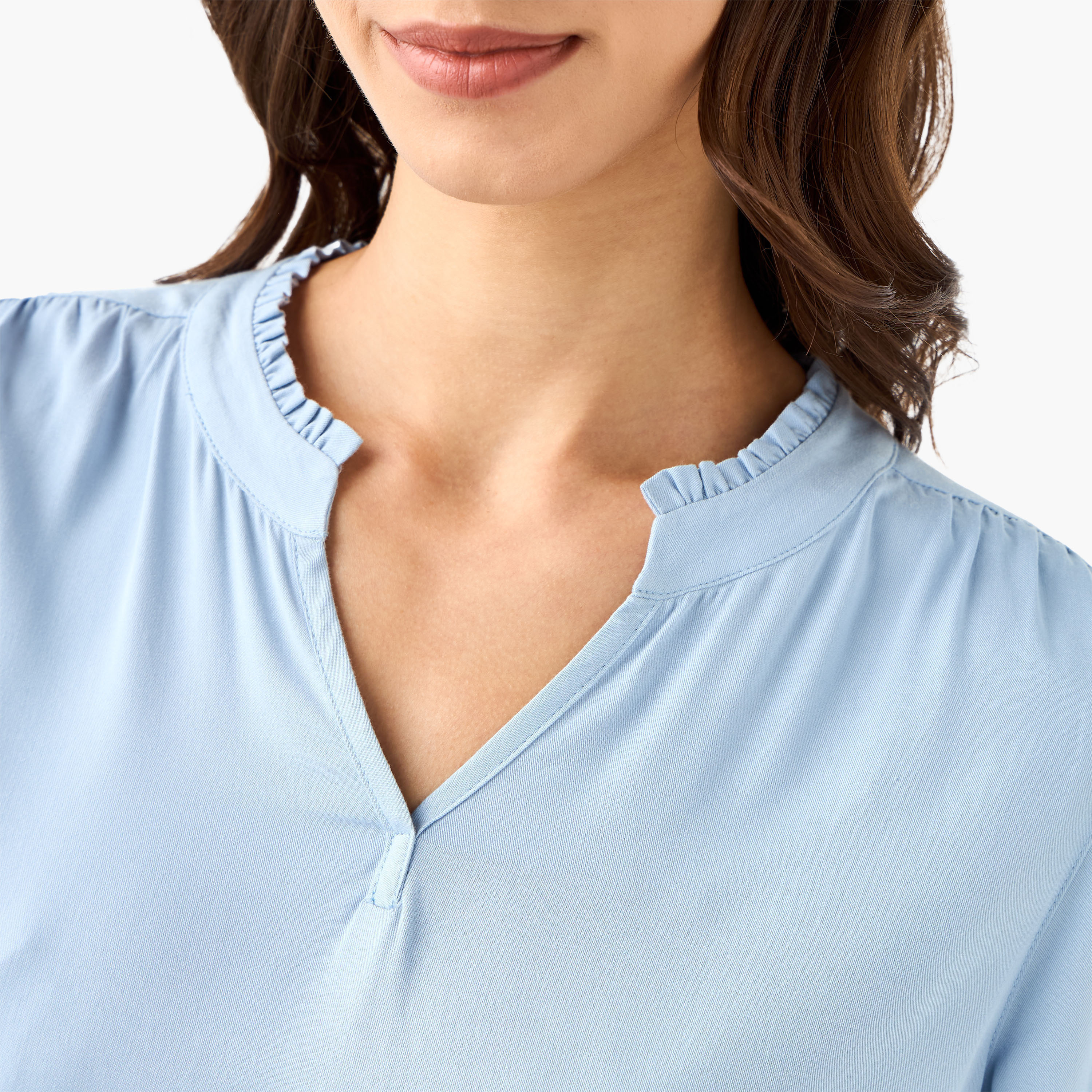 Regular Fit Viscose Top with Mandarin Collar-women-clothing-shirtsandblouses-blouses-image-3