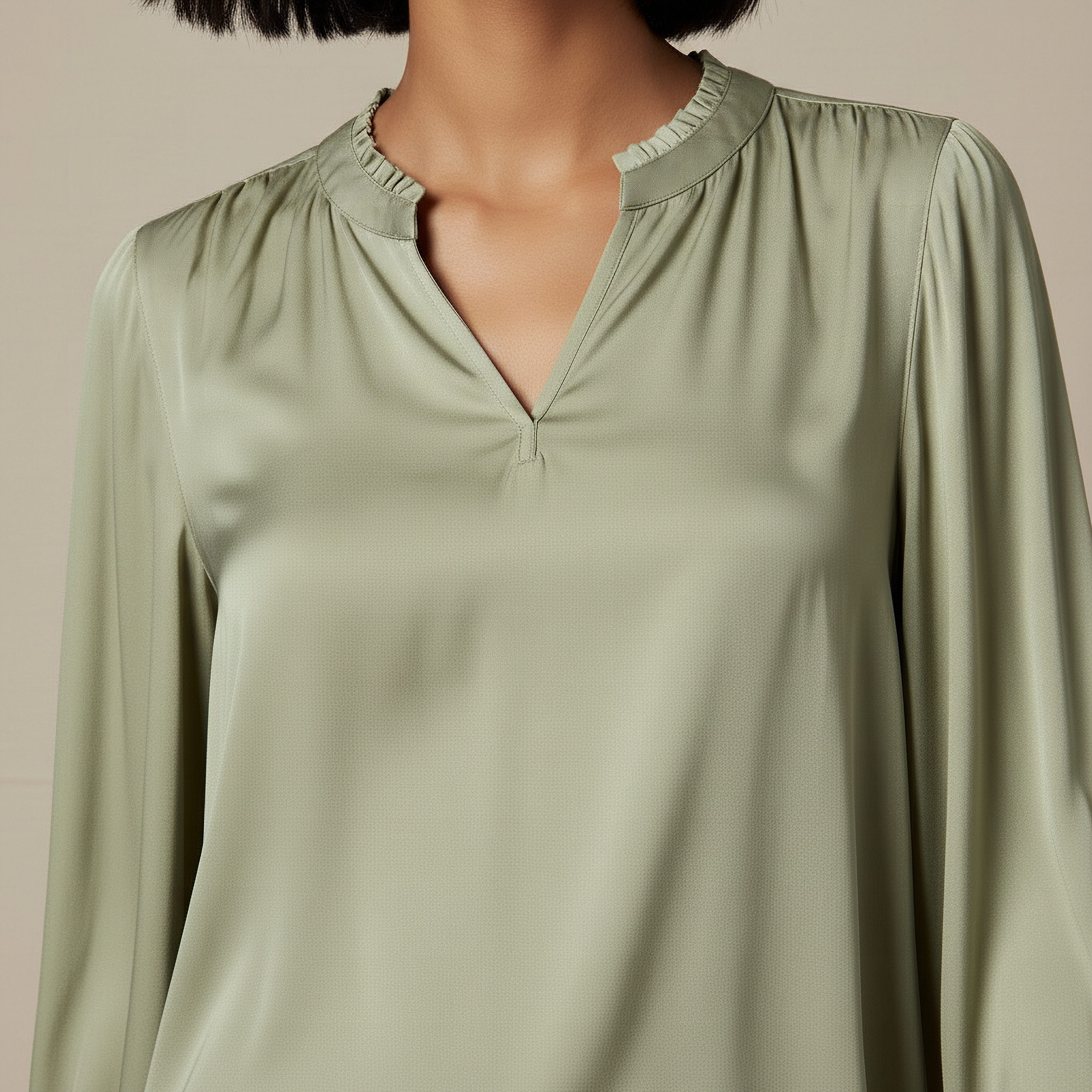 Regular Fit Viscose Top with Ruffle Trim-women-clothing-shirtsandblouses-blouses-image-3