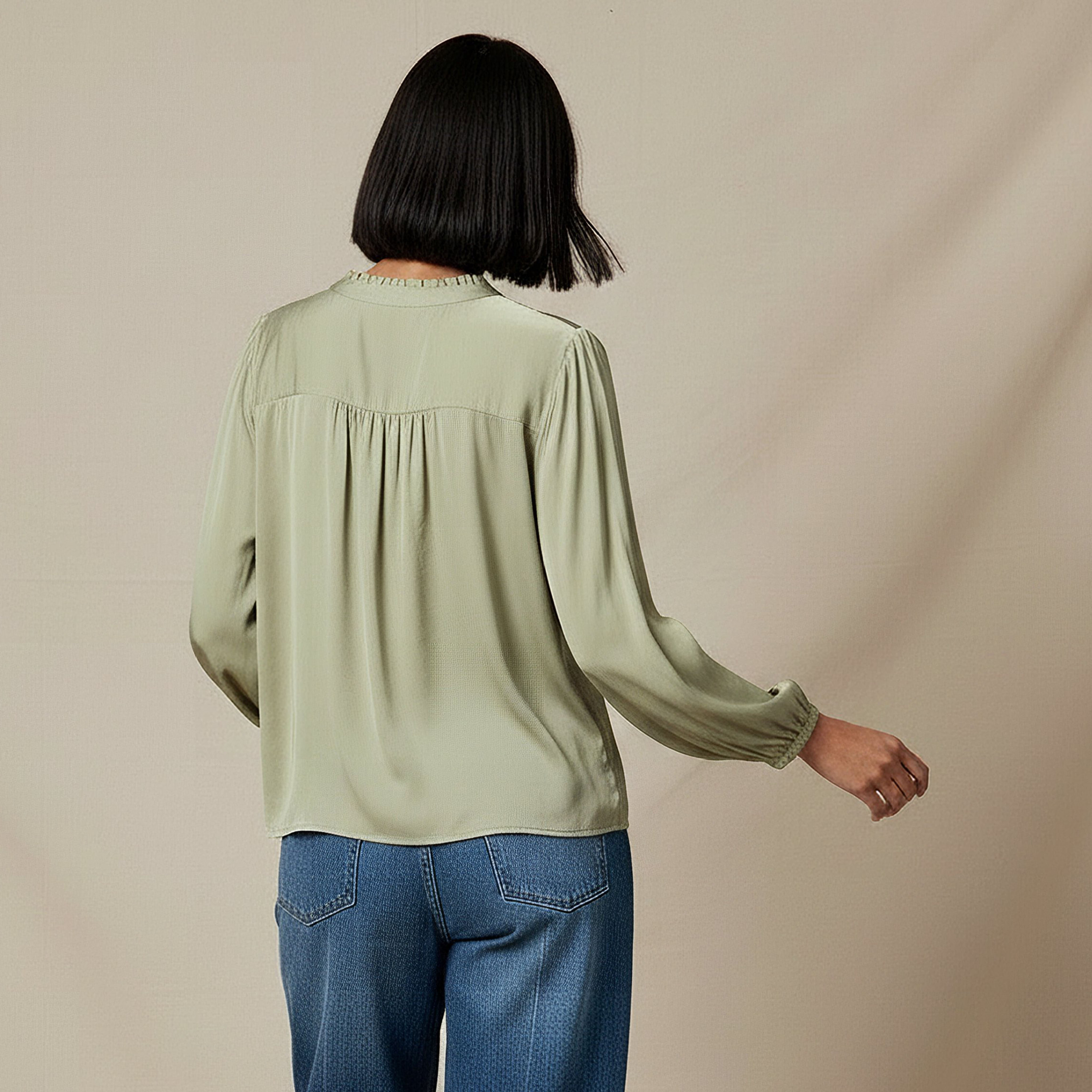 Regular Fit Viscose Top with Ruffle Trim-women-clothing-shirtsandblouses-blouses-image-4
