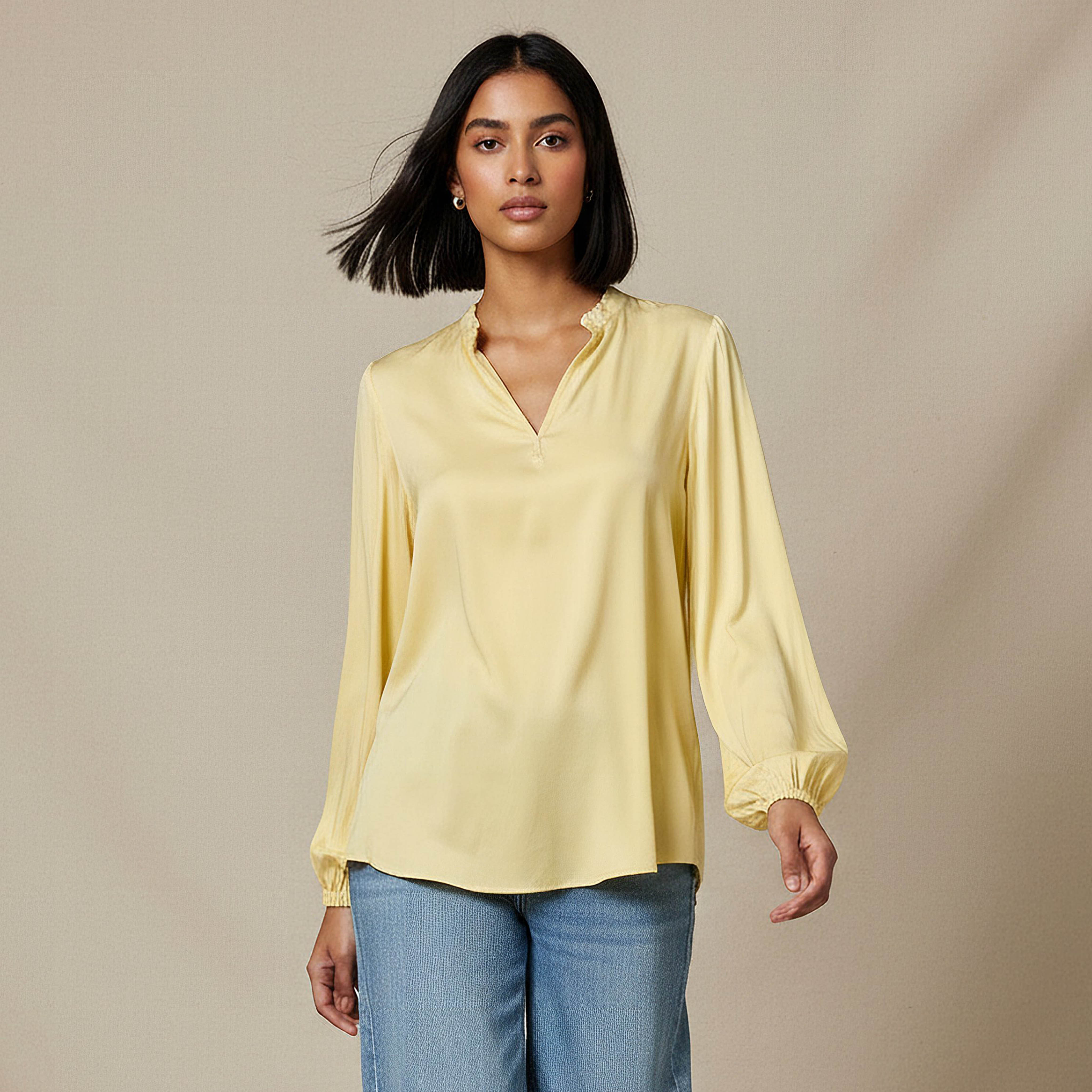 Regular Fit Viscose Top with Ruffle Trim-women-clothing-shirtsandblouses-blouses-image-1