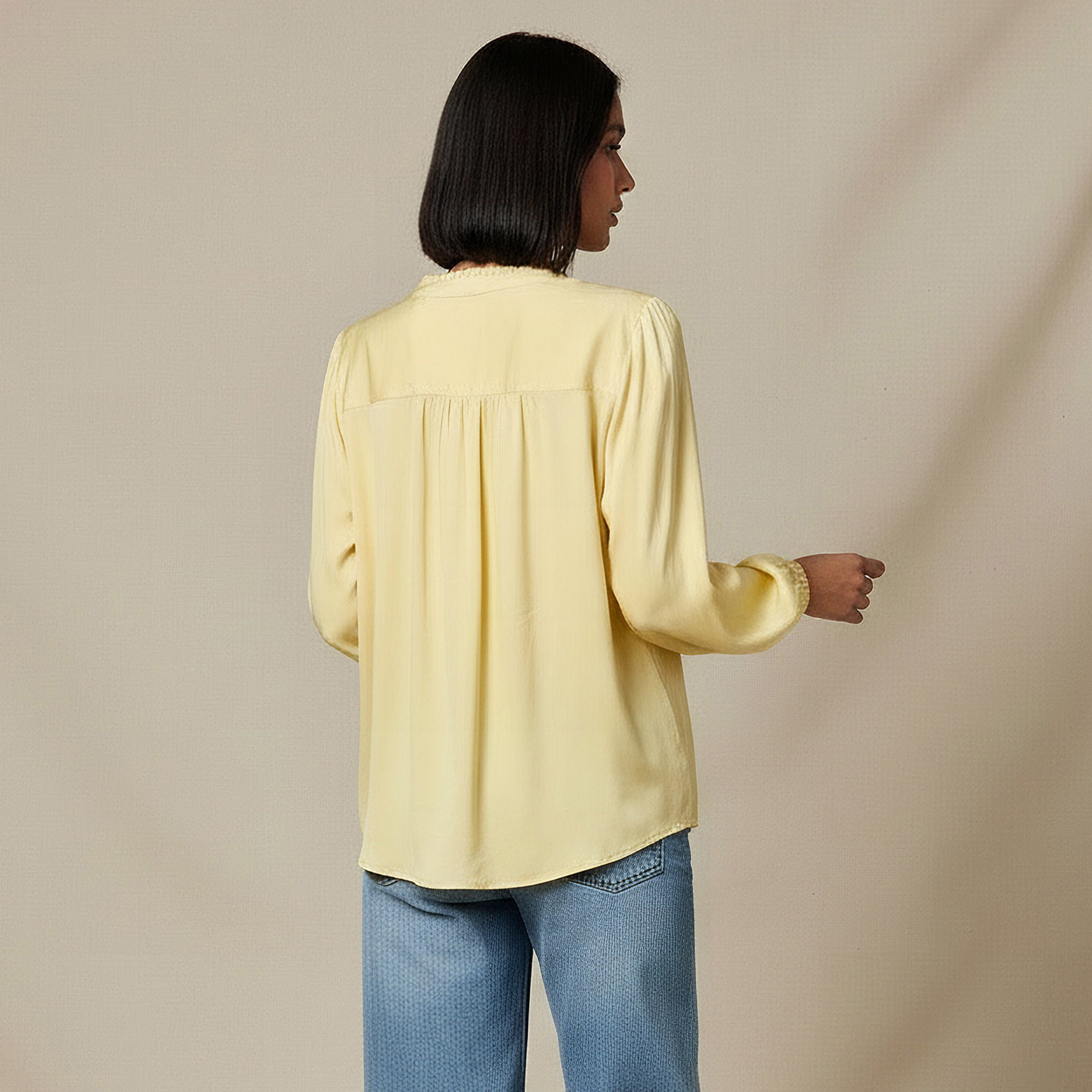 Regular Fit Viscose Top with Ruffle Trim-women-clothing-shirtsandblouses-blouses-image-4