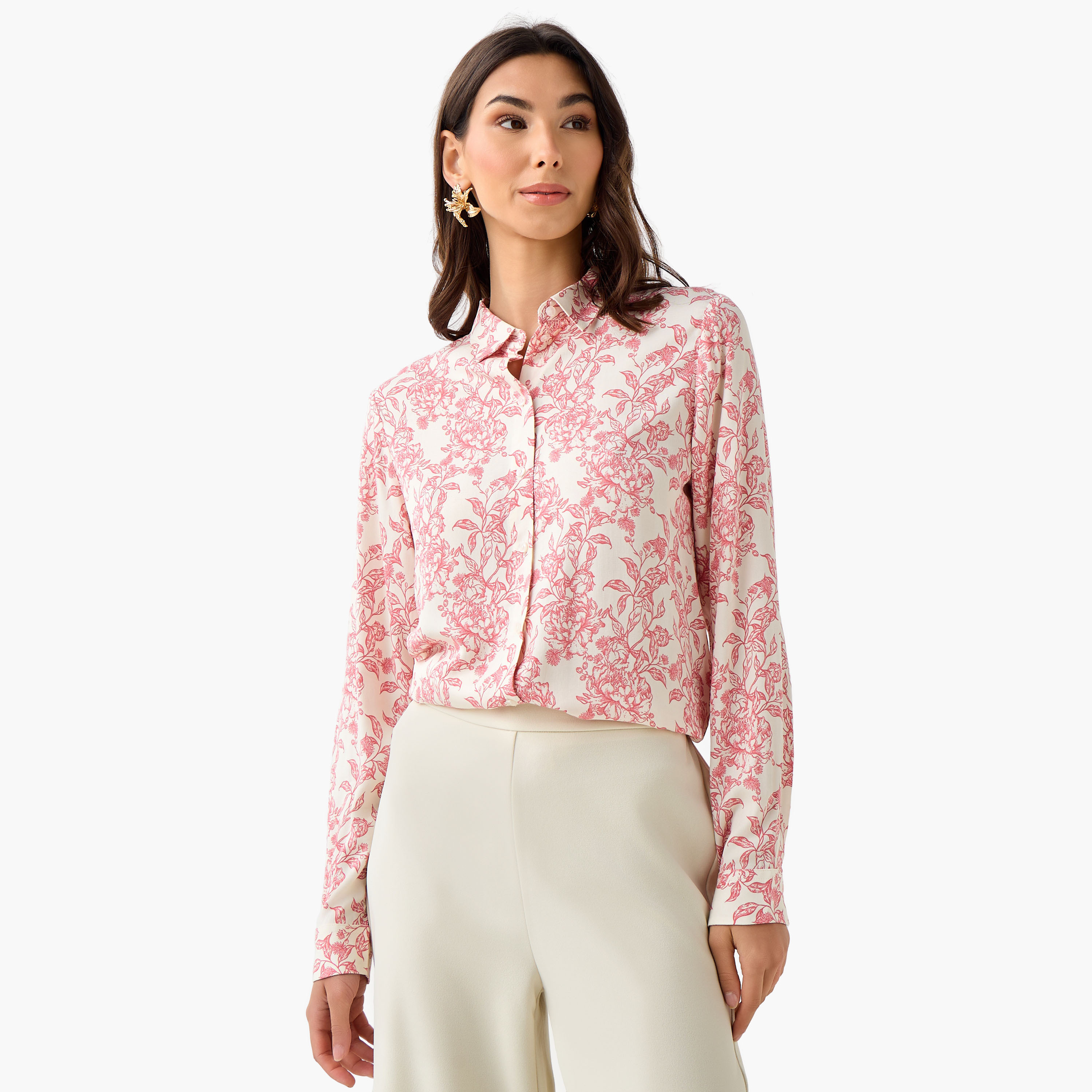 Regular Fit Viscose Shirt with Floral Print-women-clothing-shirtsandblouses-shirts-image-1