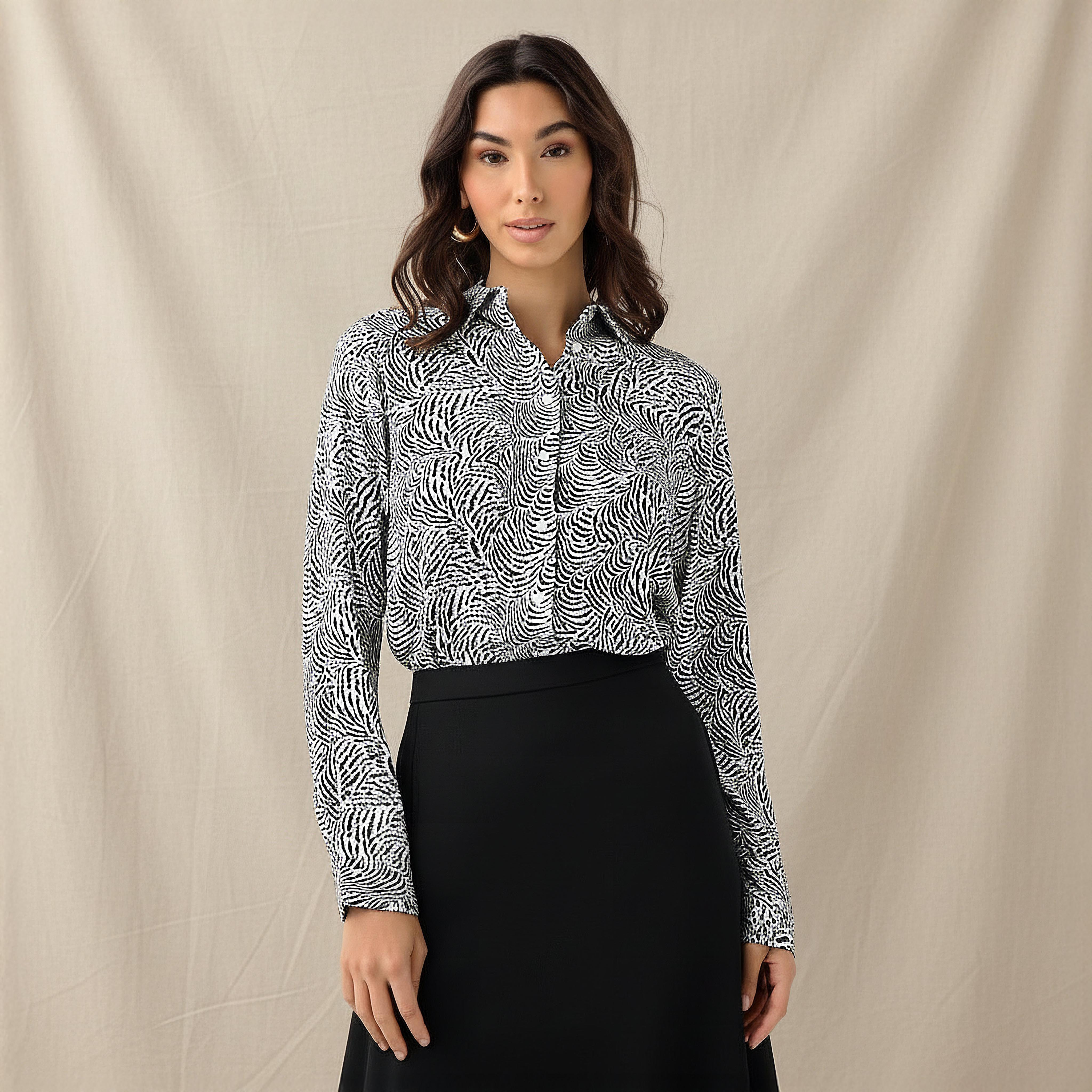 Regular Fit Viscose Shirt with Print-women-clothing-shirtsandblouses-shirts-image-1