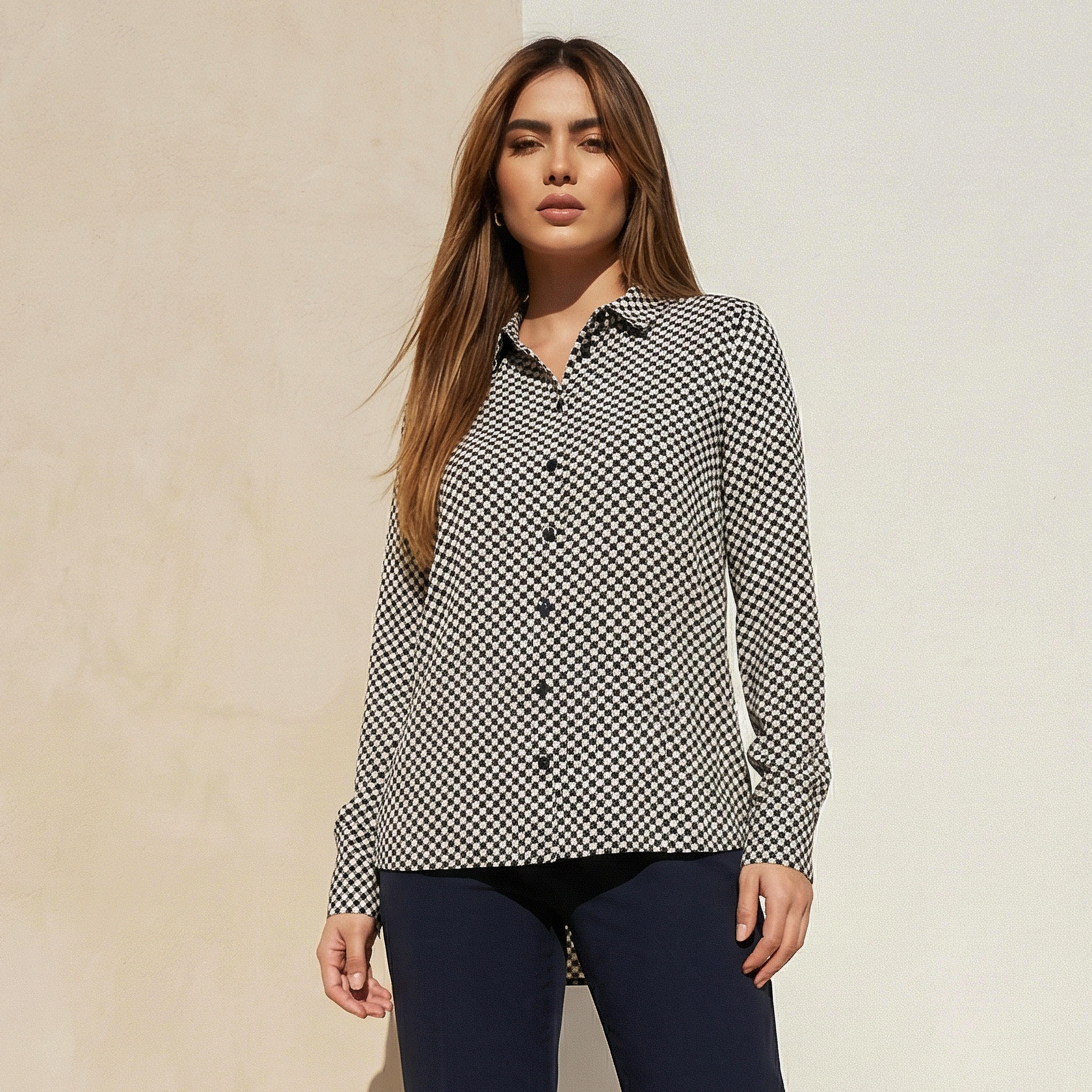 Regular Fit Viscose Shirt with Print-women-clothing-shirtsandblouses-shirts-image-1