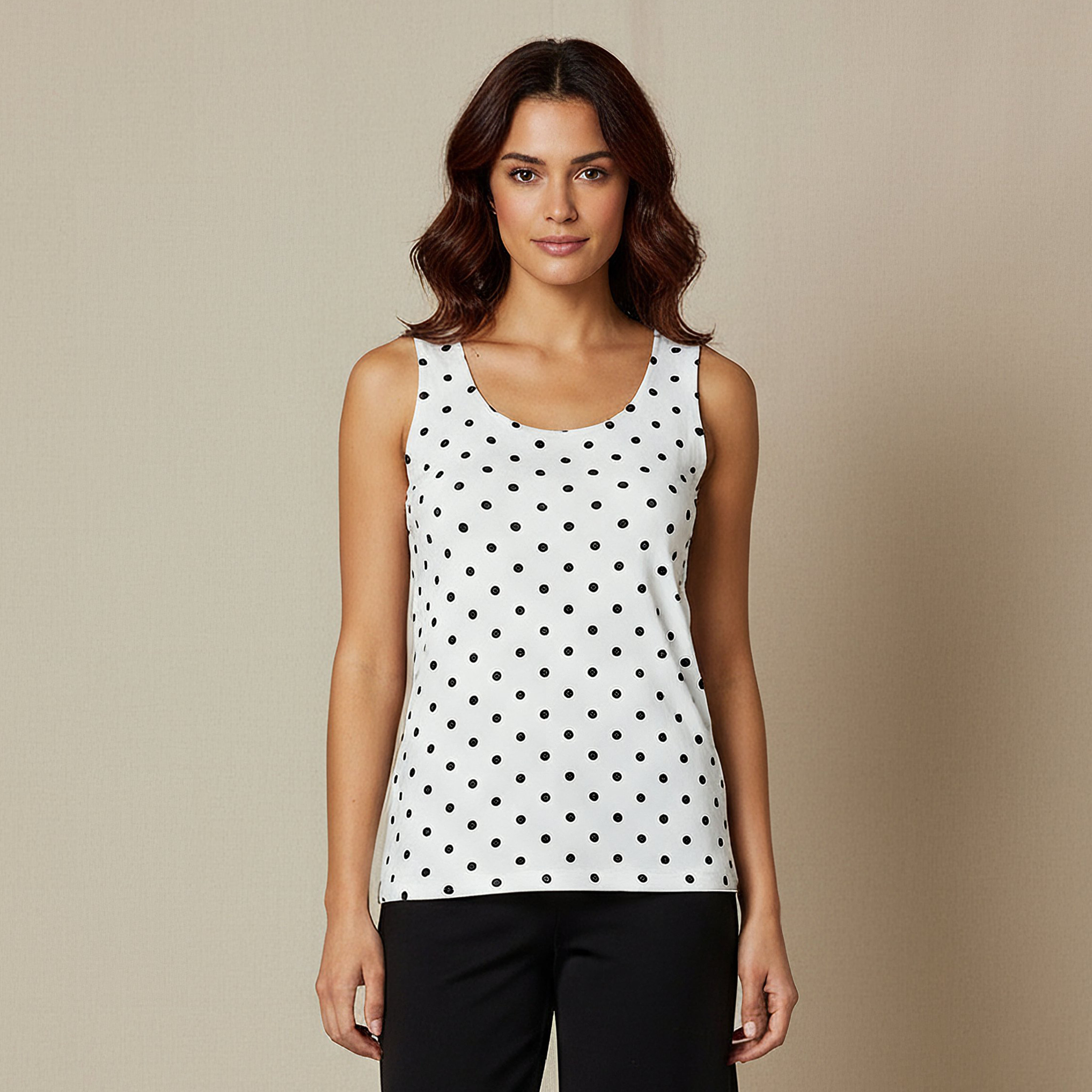 Regular Fit Tank Top with Polka Dot Print-women-clothing-tshirts-image-1