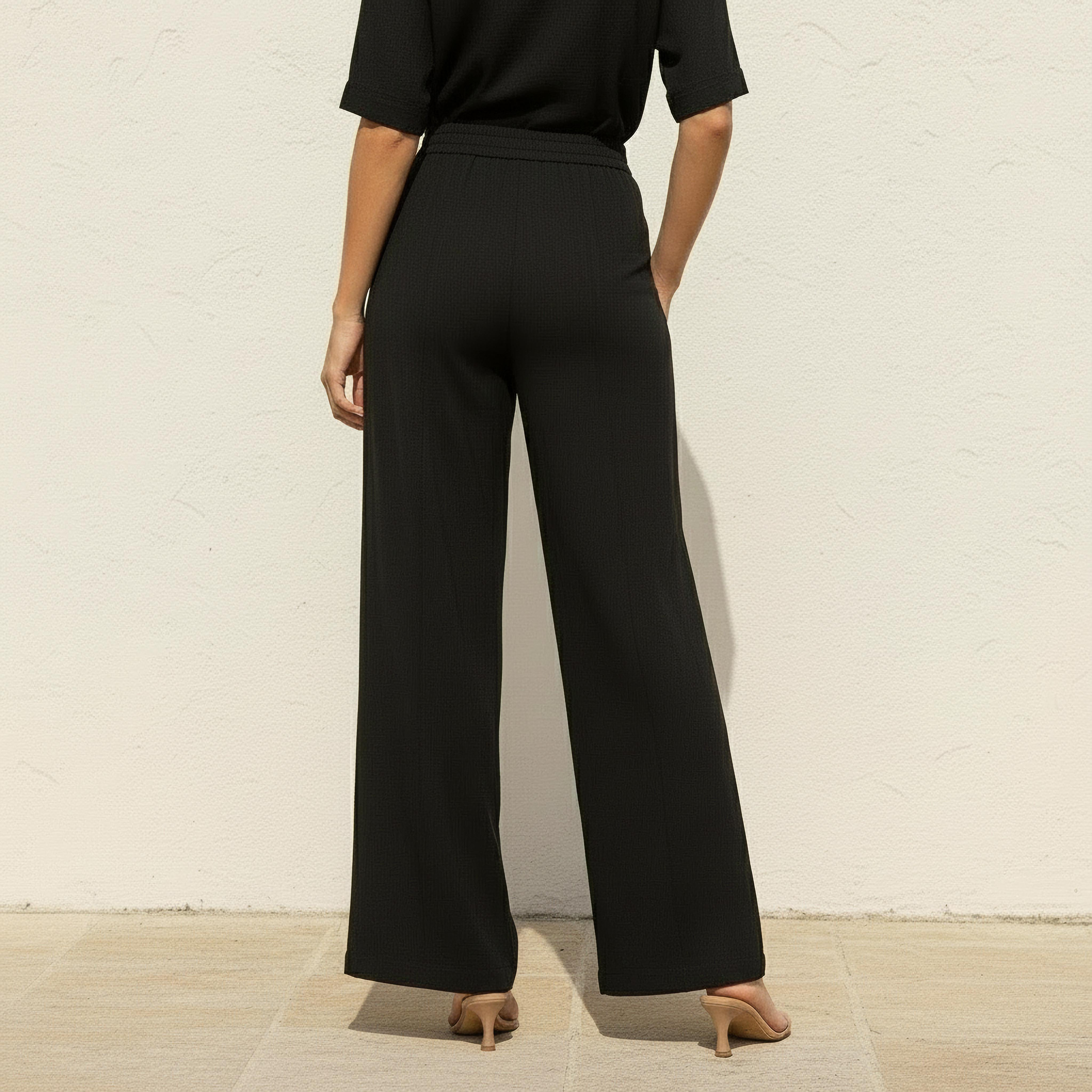 Wide Leg Flexi Waist Pintuck Detail Trousers-women-clothing-bottoms-trousers-image-4